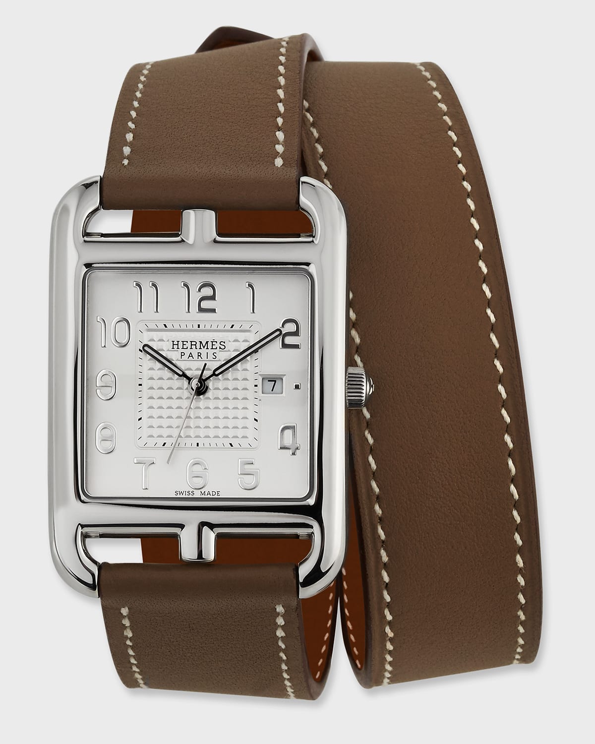 Herm s Large Cape Cod GM Watch with Taupe Leather Strap