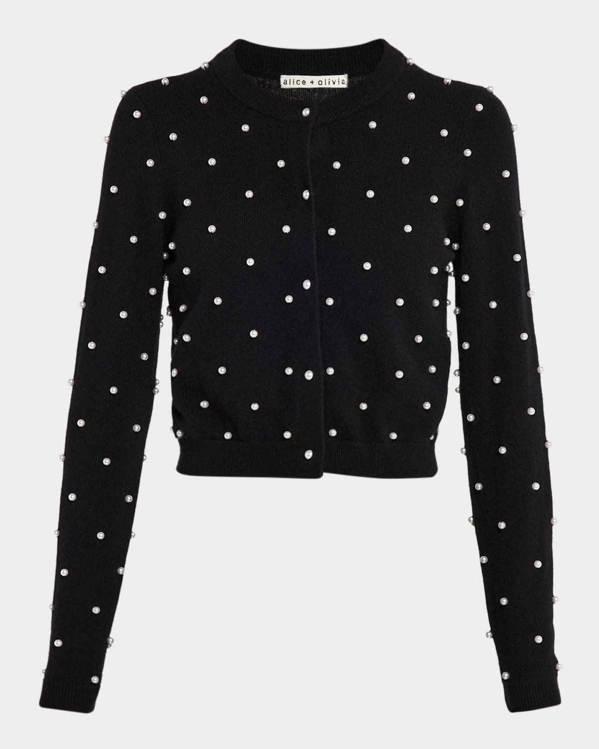 Alice And Olivia Dollie Embellished Cardigan Sweater In Black