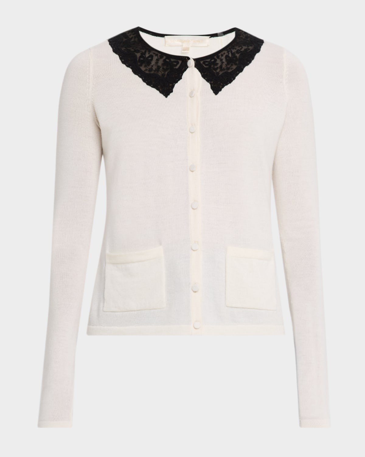 Loveshackfancy Lolani Wool Lace Collar Cardigan In White