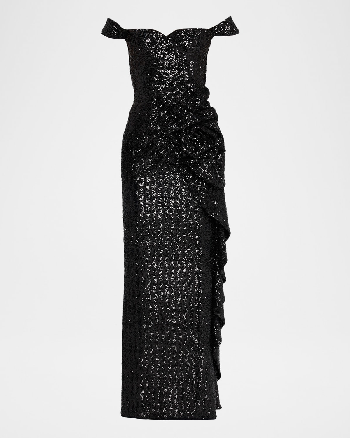 Chiara Boni La Petite Robe Iska Off-shoulder Sequin Column Gown In Black