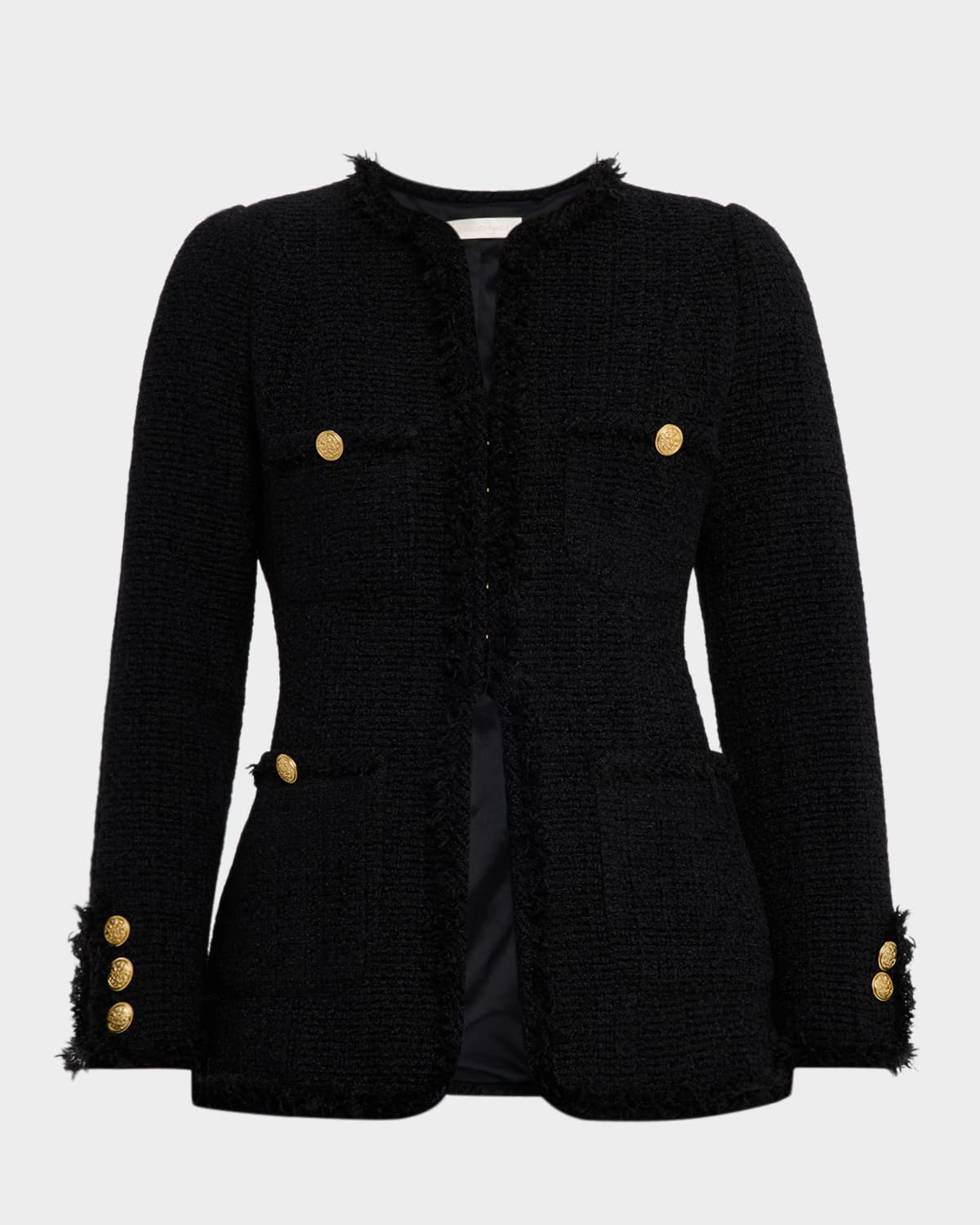 Loveshackfancy Adrina Tweed Embellished Jacket In Multi
