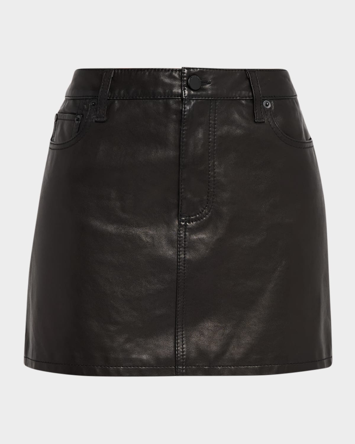 Alice And Olivia Joss Leather Mini Skirt In Black