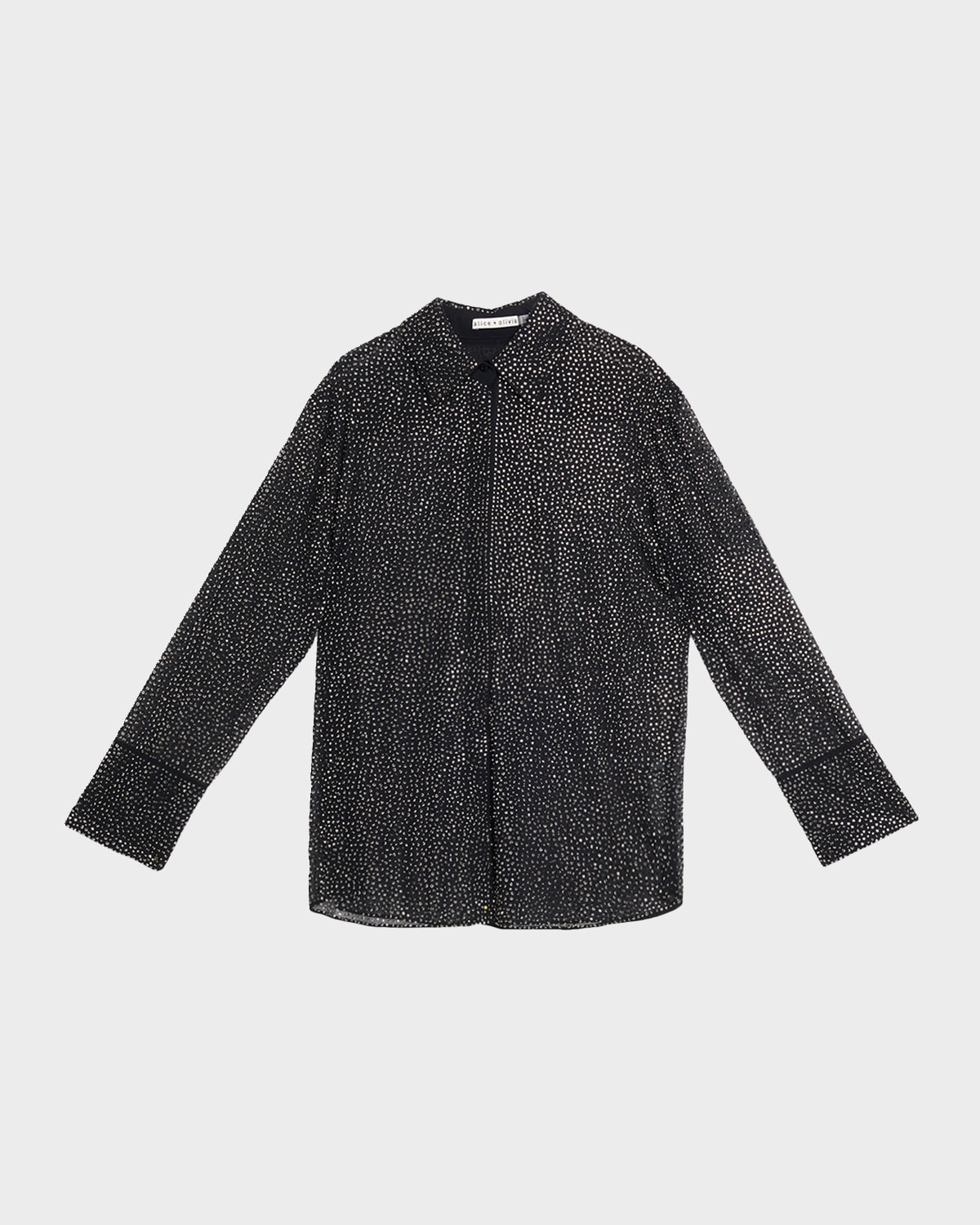 Alice And Olivia Finely Embellished Oversized Blouse In Black