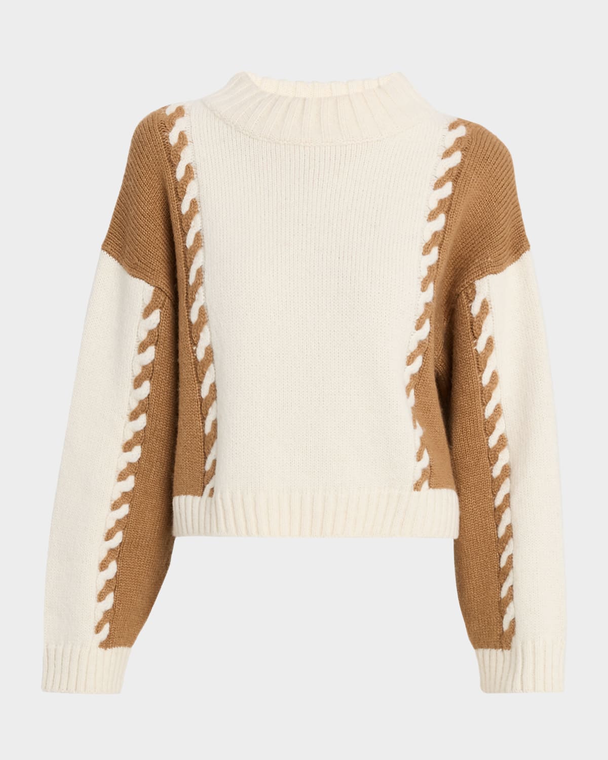 Eleven Six Alexis Color-blocked Alpaca-blend Sweater In Brown