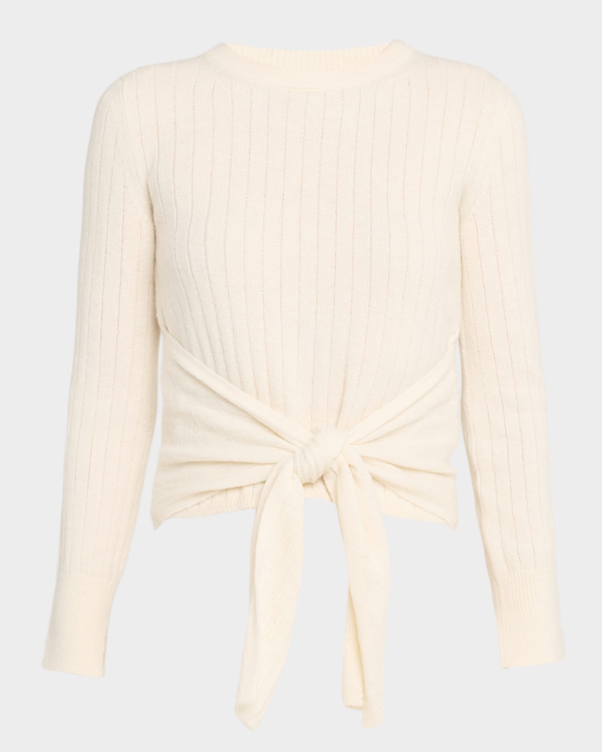 Eleven Six Alaiya Tie-waist Rib Knit Crop Sweater In White