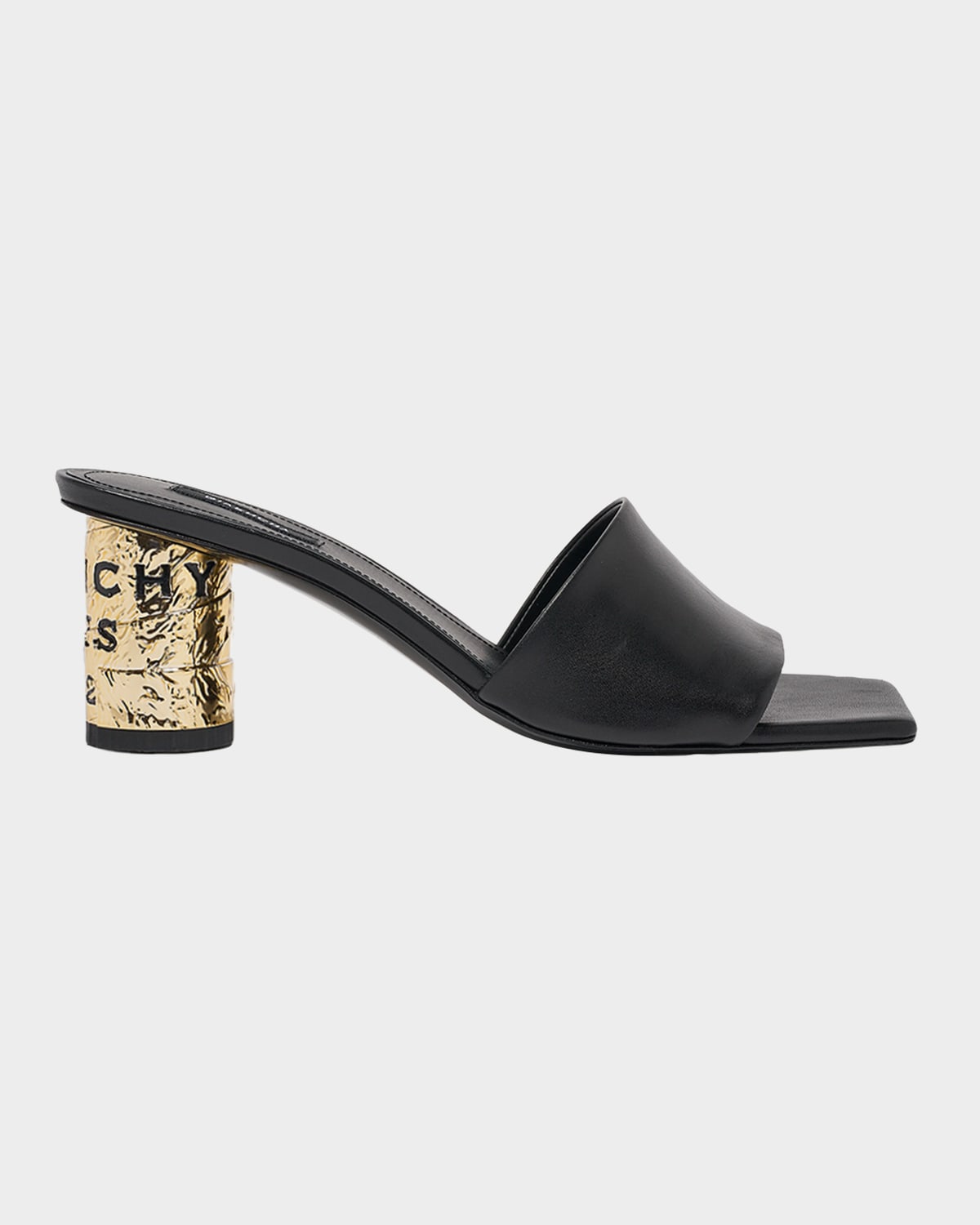 Givenchy 65mm Logo Heel Leather Mule Sandals In Black