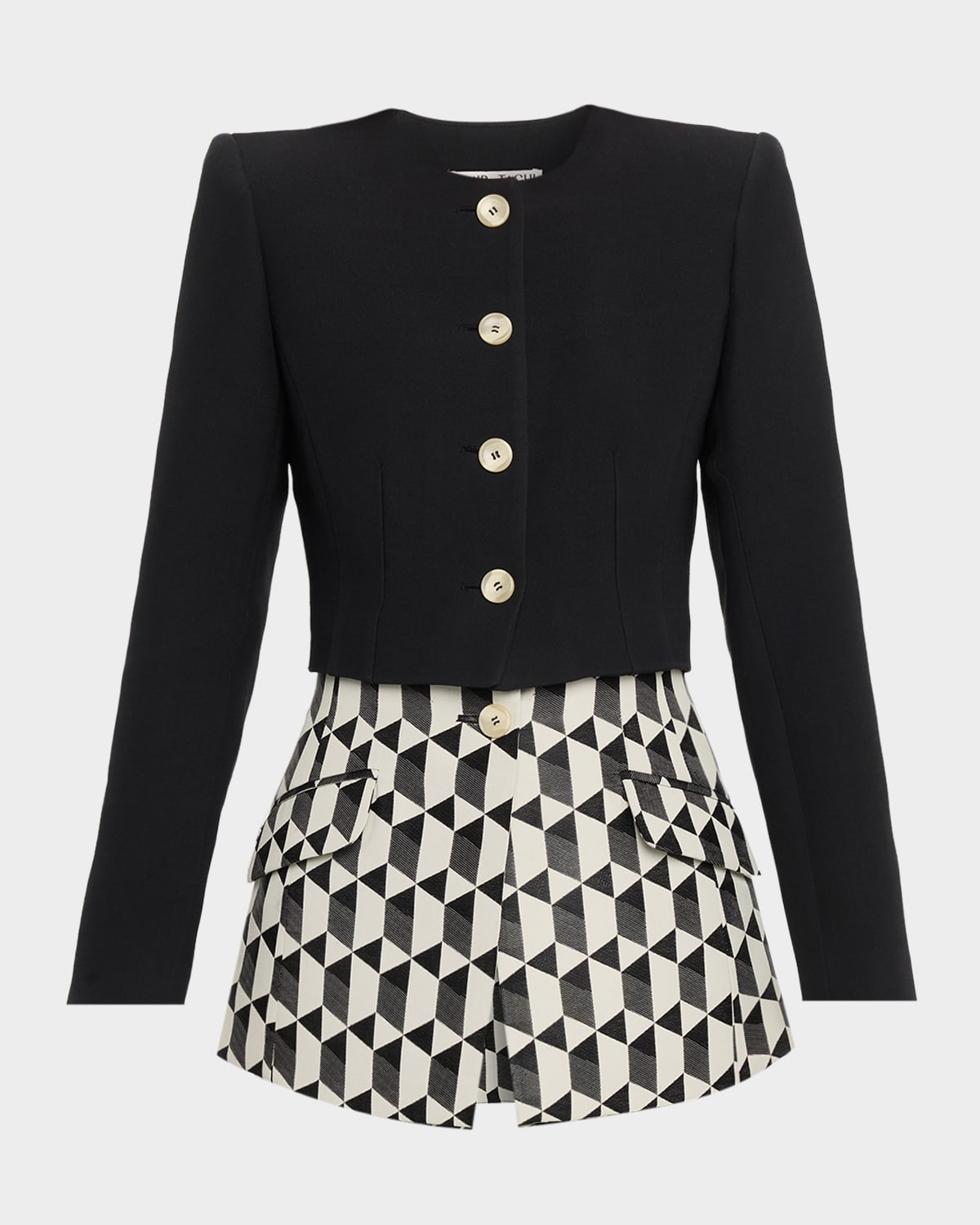 Amir Taghi Laurel Geo Layered Single-breasted Blazer In Blue