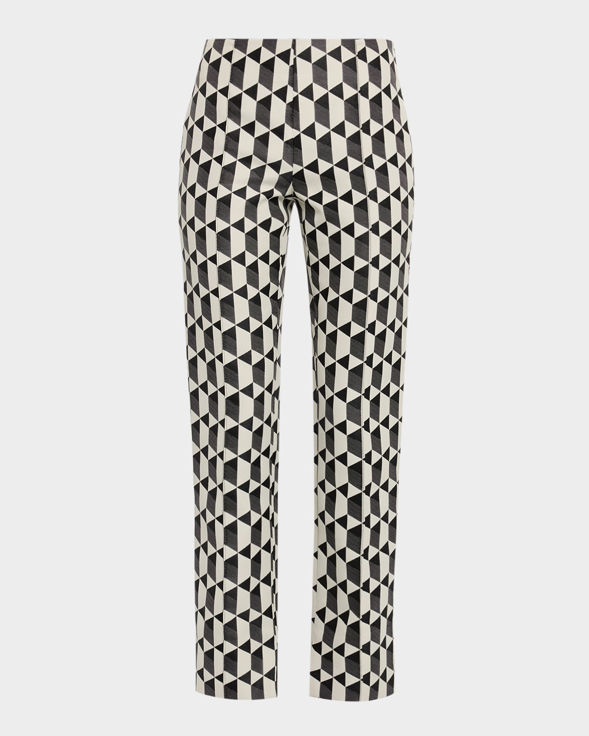 Amir Taghi Lisa Geo Jacquard Straight-leg Split Pants In Multi