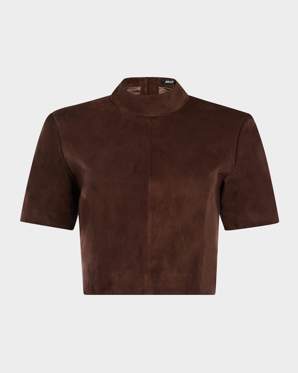 Ser.o.ya Tessi Suede Mock-neck Top In Brown