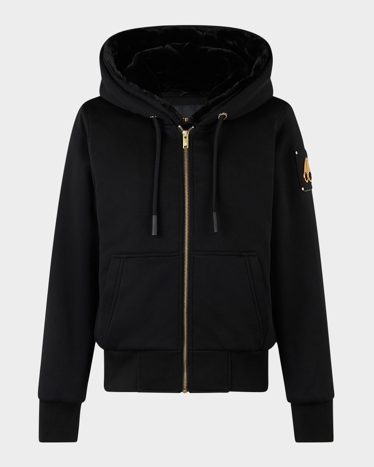 Moose Knuckles Cotton Blend Classic Bunny Jacket With Tonal Hood In Black