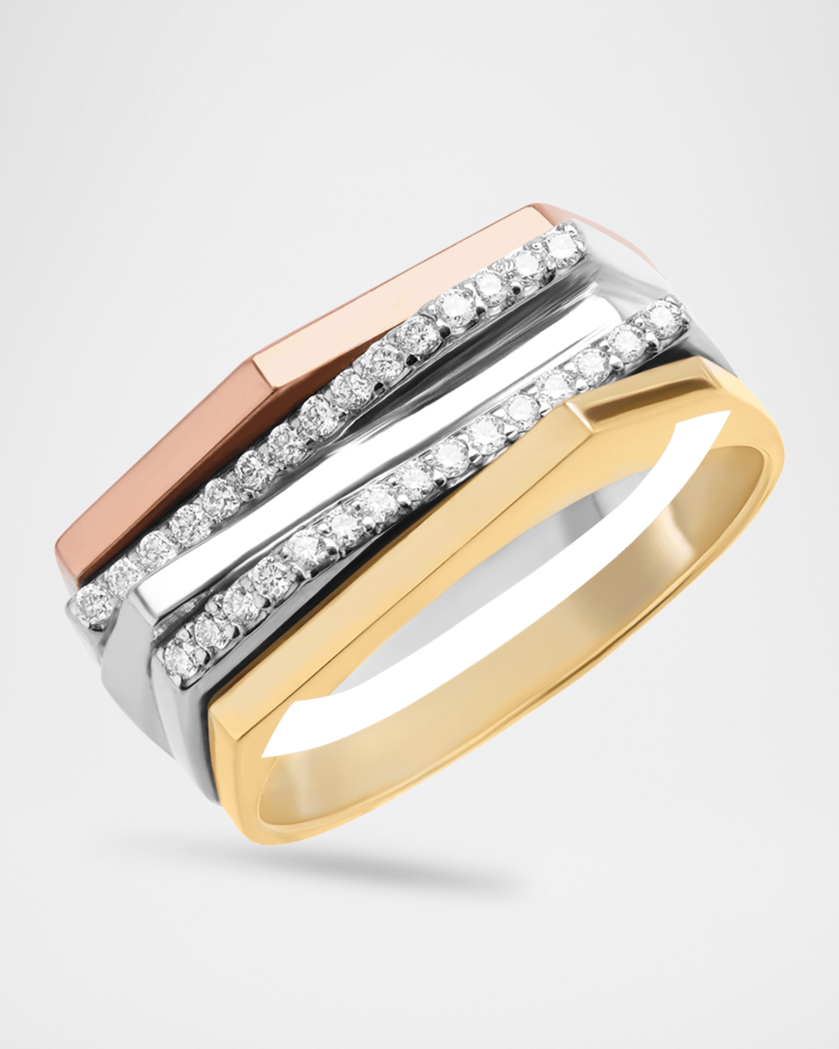 LANA Tri Gold Geometric Diamond Ring