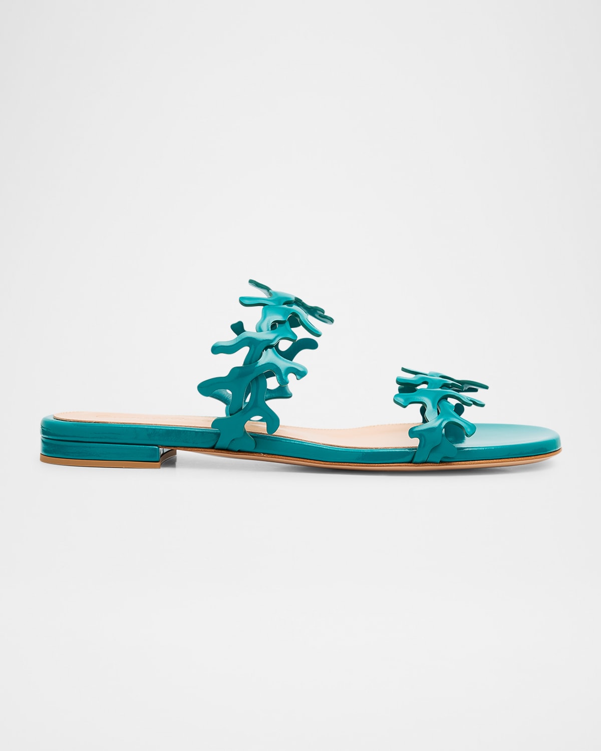 Gianvito Rossi Patent Leather Dual-strap Flat Sandals In Blue