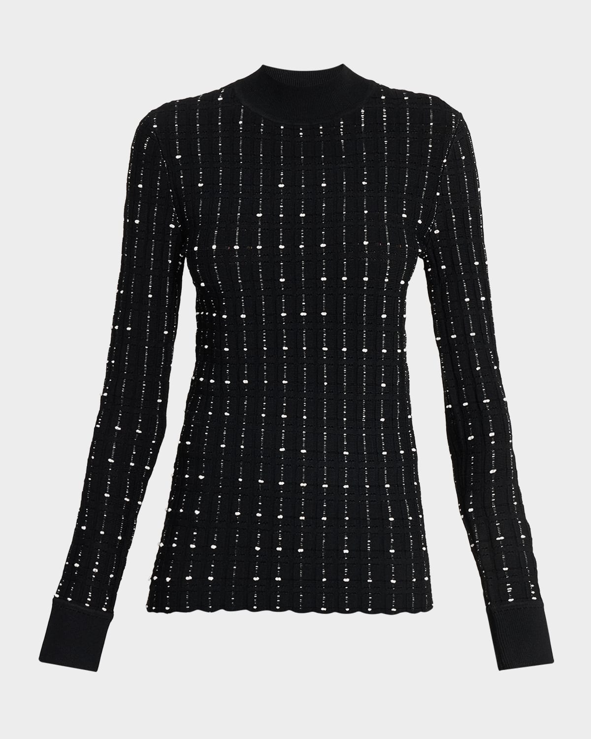 Joseph Dotted Stripe Mock-Neck Sweater