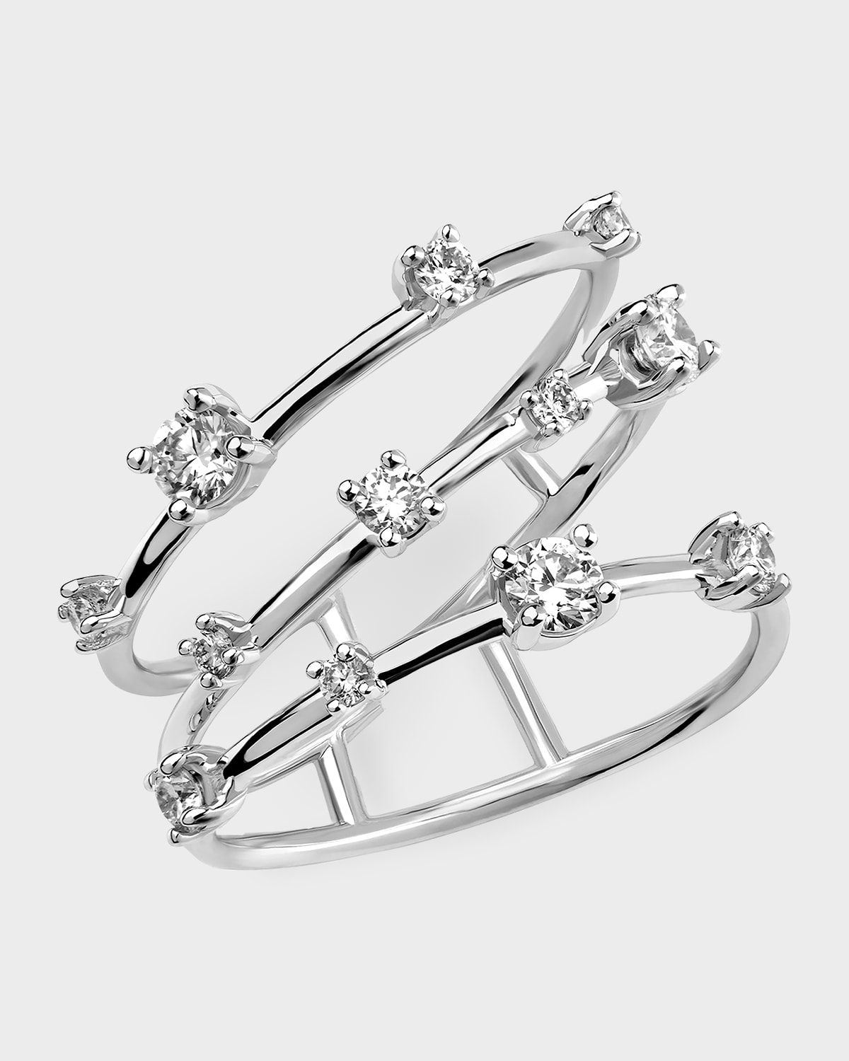LANA Solo Diamond 3-Band Angled Ring