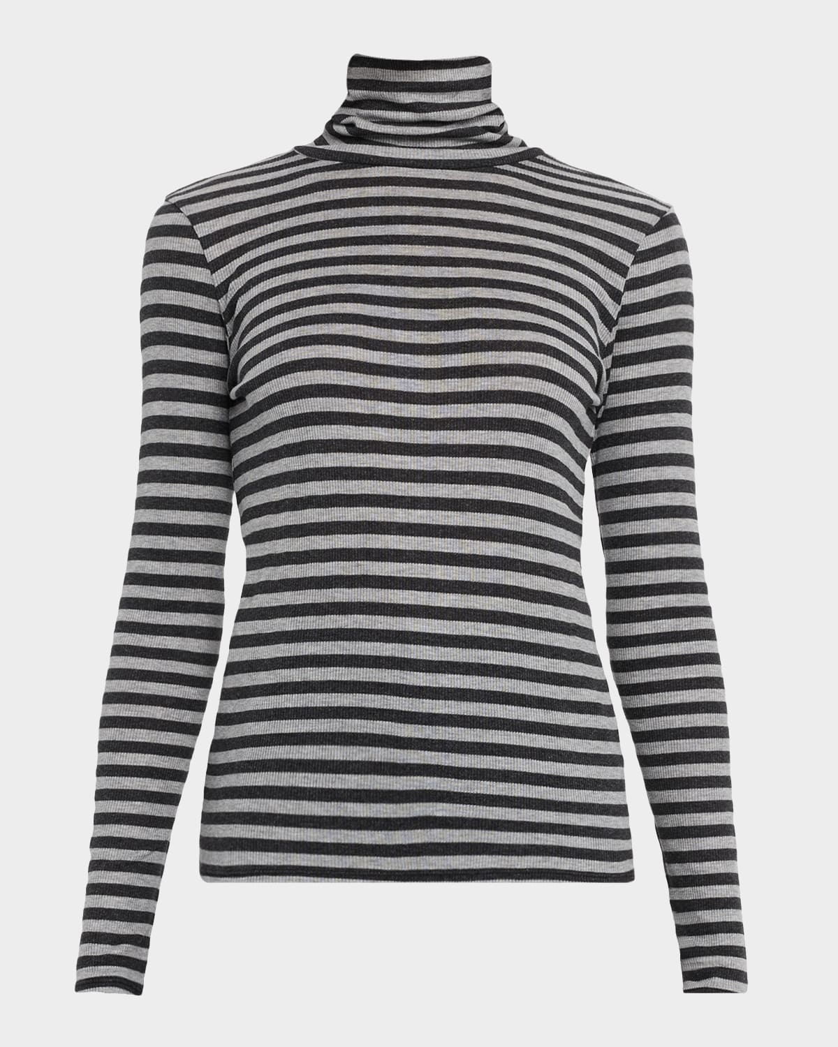 Majestic Filatures Striped Rib Knit Turtleneck