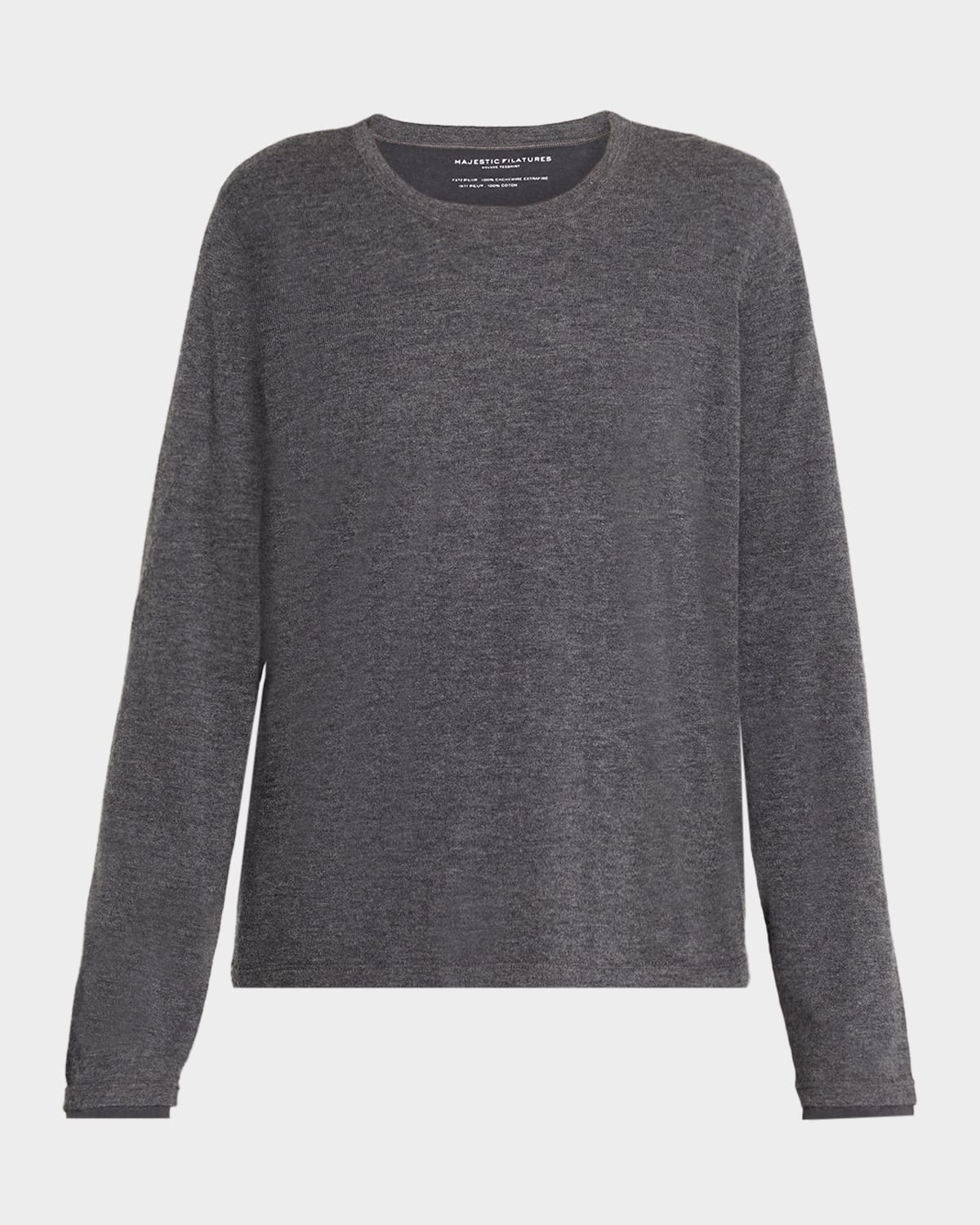 Majestic Cashmere Melange-knit Crewneck In Gray