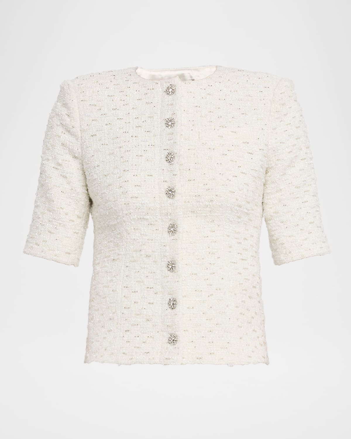 Generation Love Tashi Short-sleeve Tweed Jacket In White