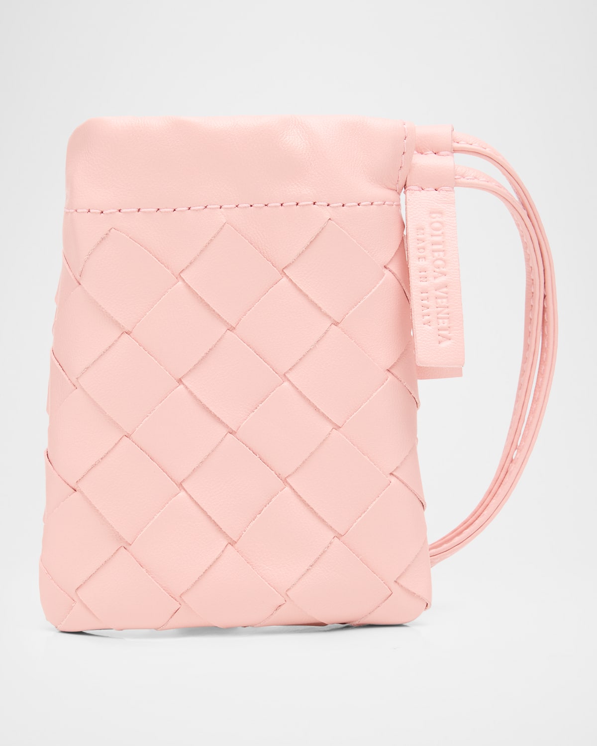 Bottega Veneta Micro Dustbag Intrecciato Leather Drawstring Pouch In Gold