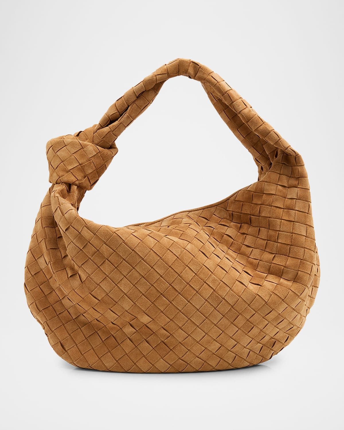 Bottega Veneta Jodie Intrecciato Suede Shoulder Bag In Brown