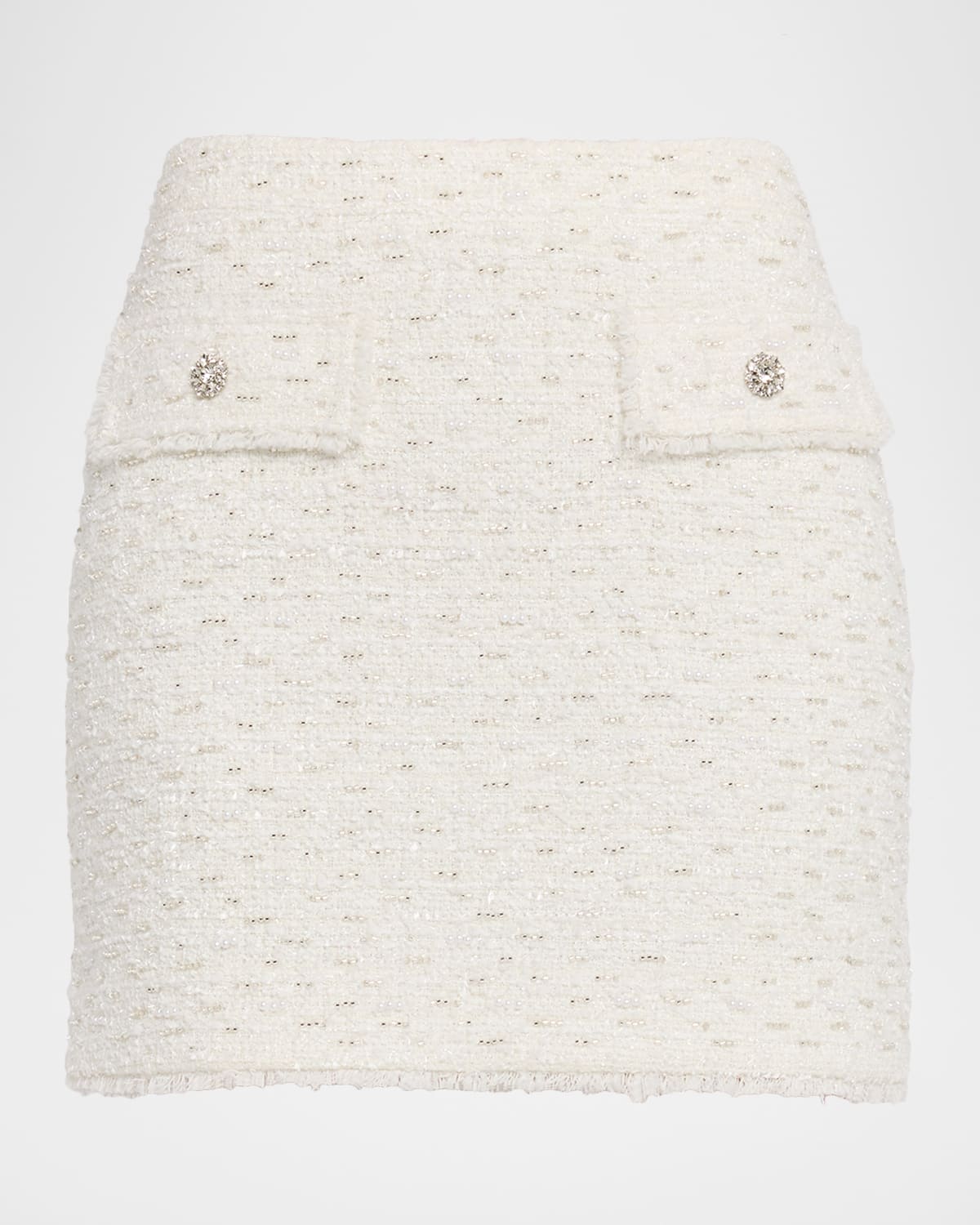 Generation Love Ava Embellished Tweed Mini Skirt In White
