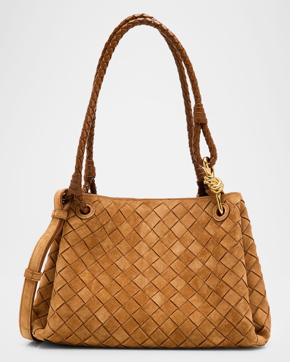 Bottega Veneta Parachute Suede Intrecciato Shoulder Bag