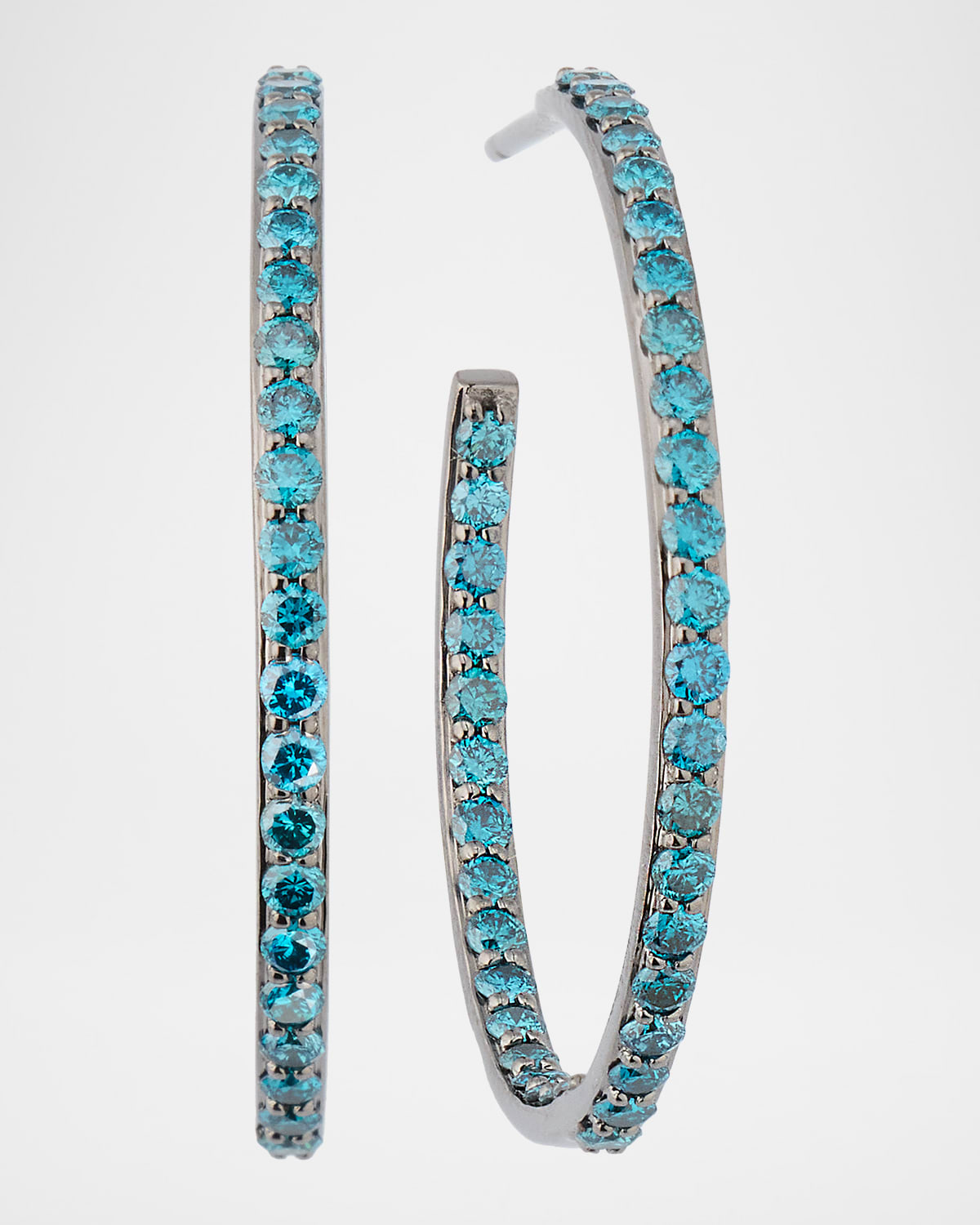 LANA Small Denim Blue Diamond Hoop Earrings, 28mm