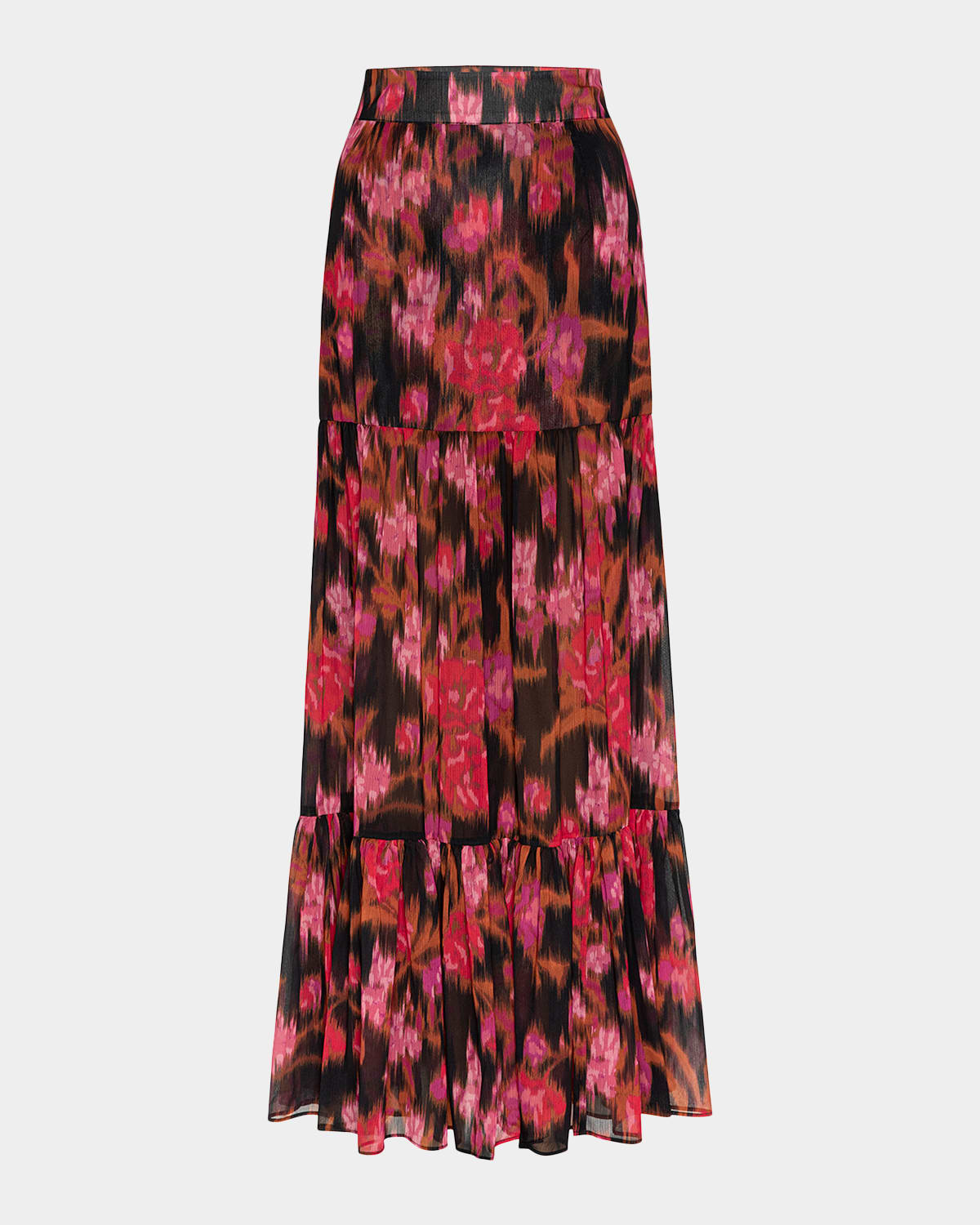 Misa Mavi Floral Chiffon Maxi Skirt In Multi