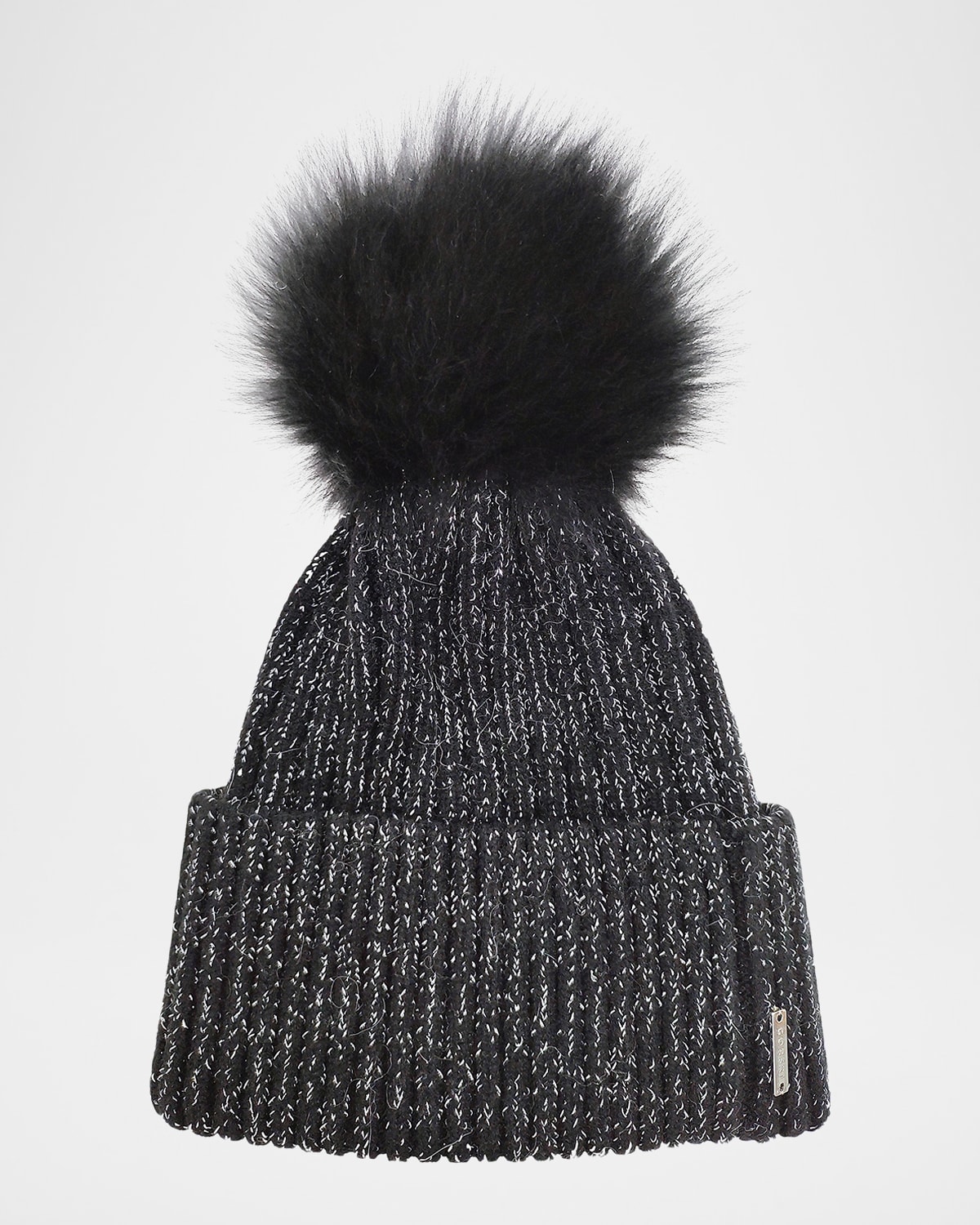 Gorski Metallic Wool-blend Knit Hat With Select Lamb Pompom In Black