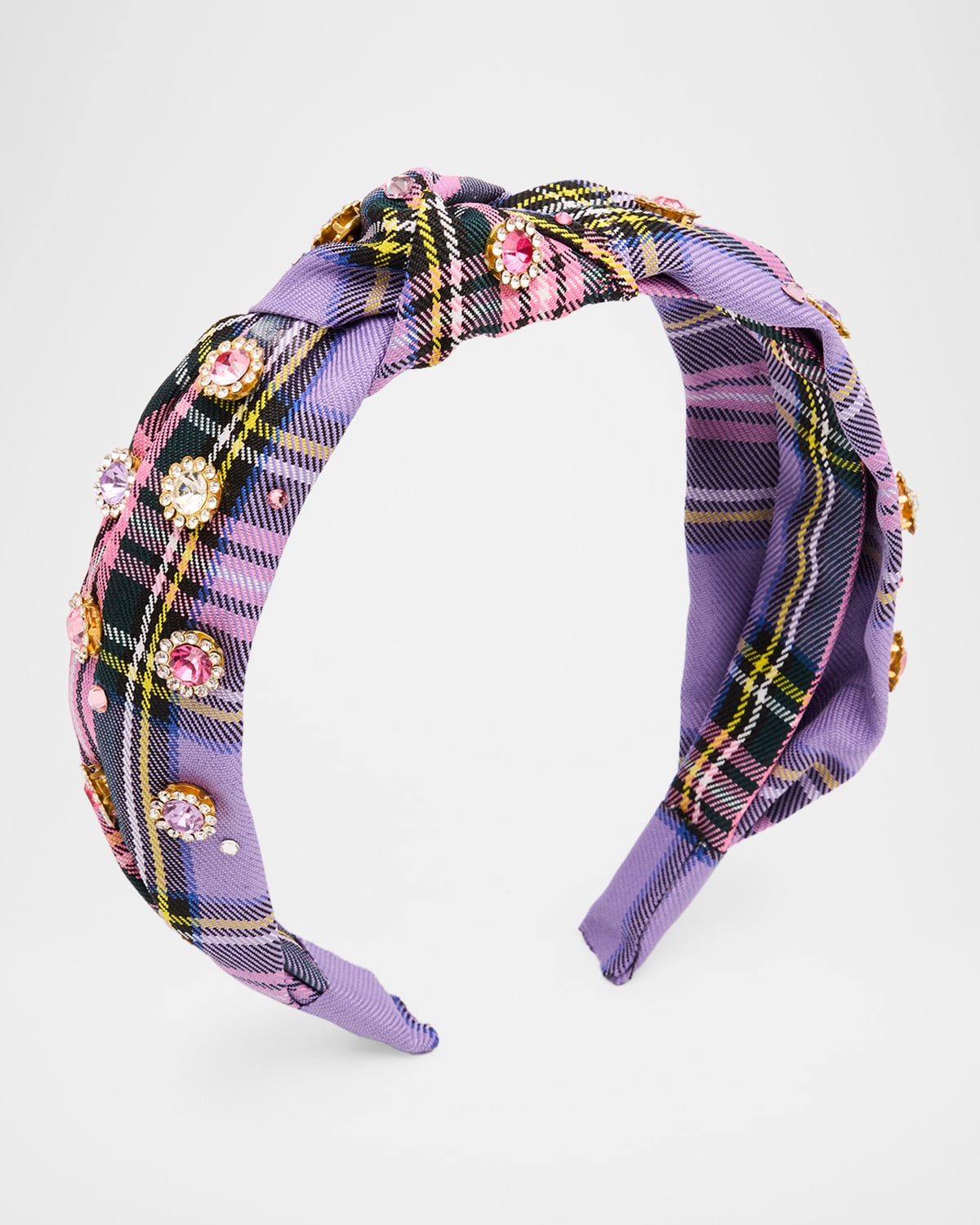 Bari Lynn Girl 's Gem-Embellished Plaid Headband