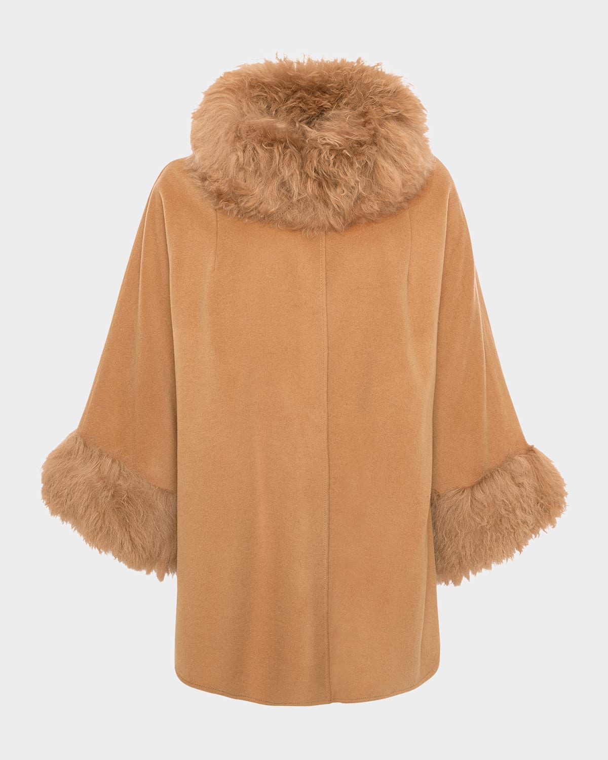 Gorski Cashmere & Wool Blend Cape With Select Lamb Shearling Trim In Brown