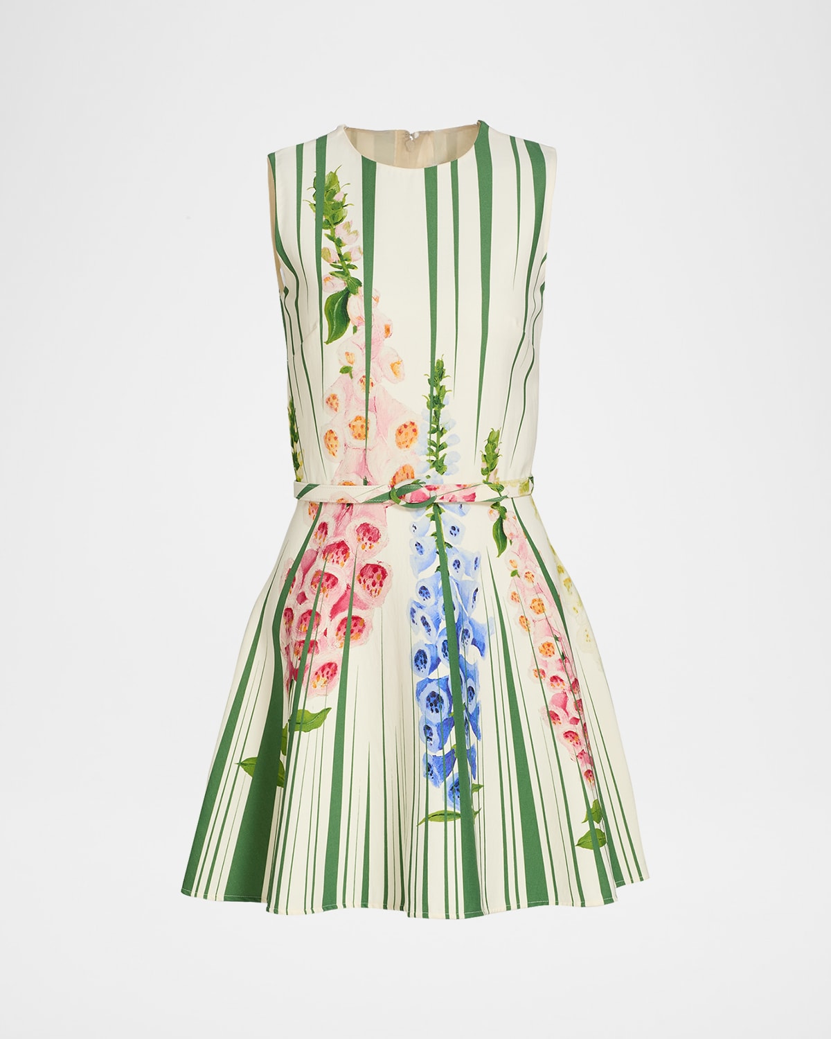 Oscar De La Renta Foxgloves Cotton Poplin Dress In Multi