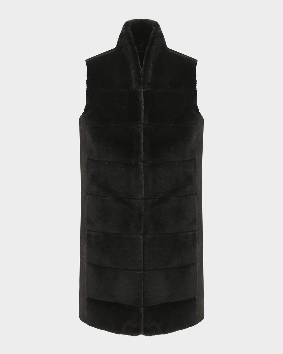 Gorski Reversible Shearling Lamb Vest With Cashmere-blend Back In Black