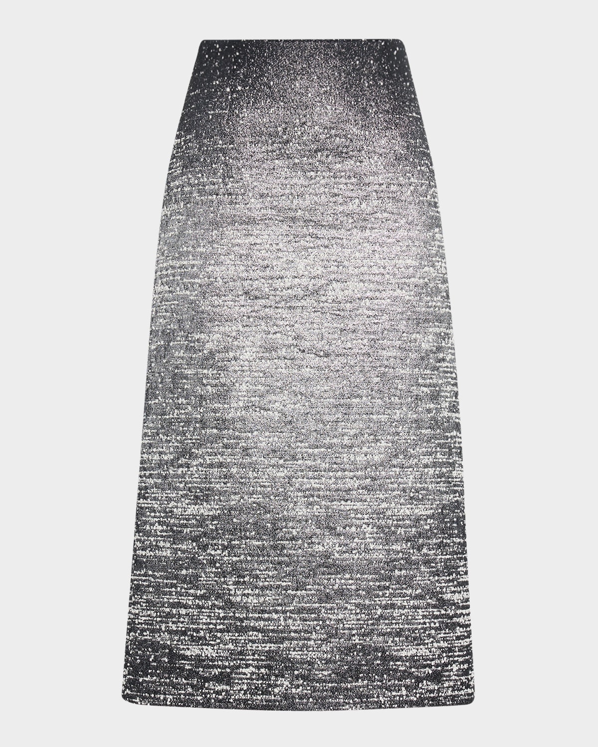 Oscar De La Renta Ombre Metallic Boucle Jacquard Midi Pencil Skirt In Silver
