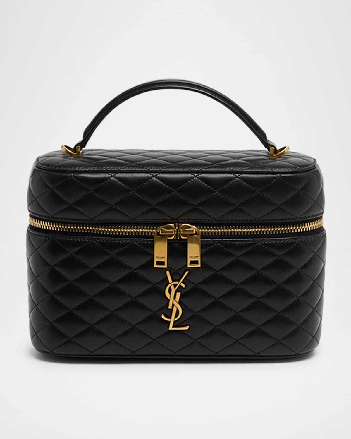 Saint Laurent Gaby Large Ysl Vanity Bag In Quilted Leather In Black