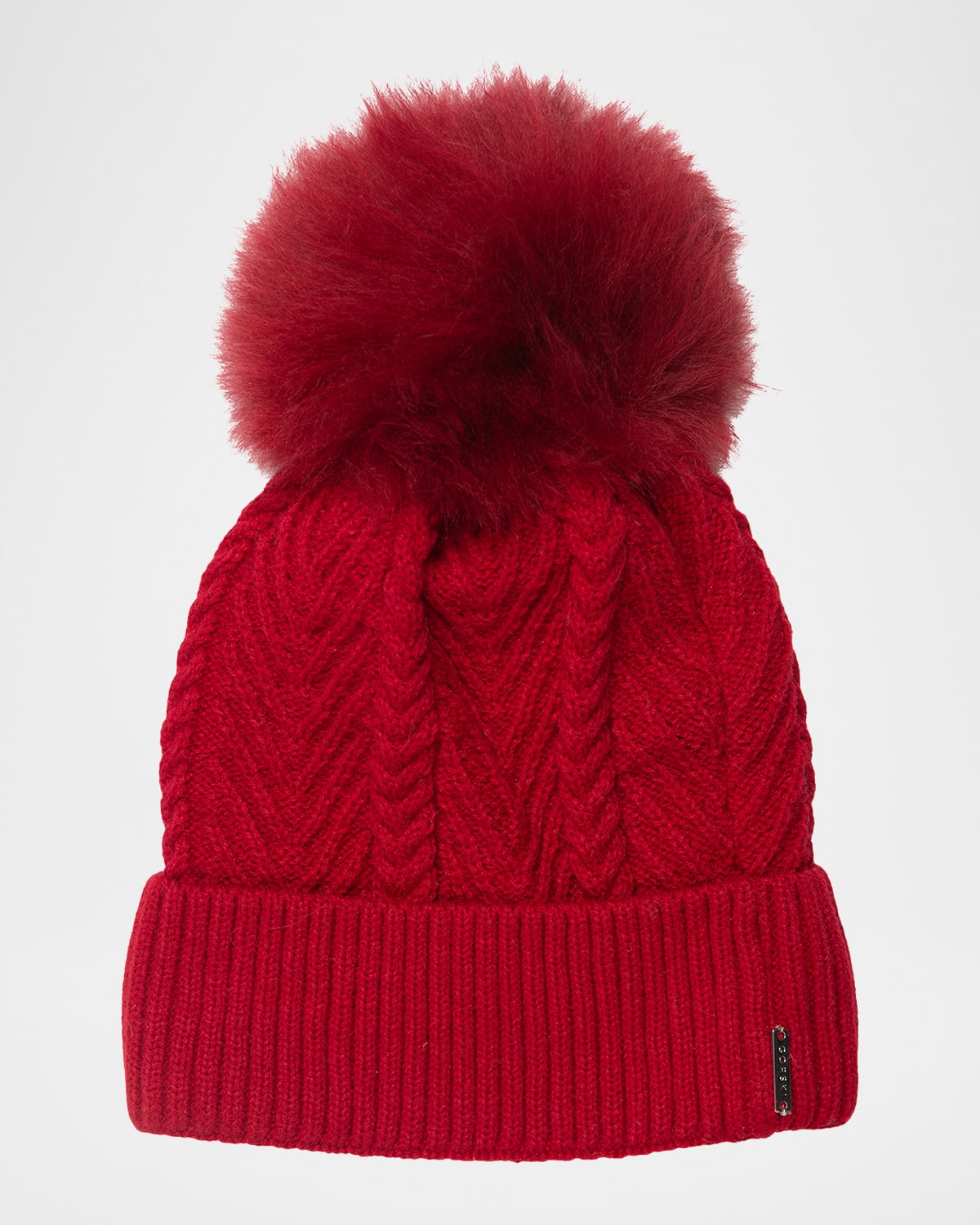 Gorski Knit Hat With Select Lamb Pom In Red