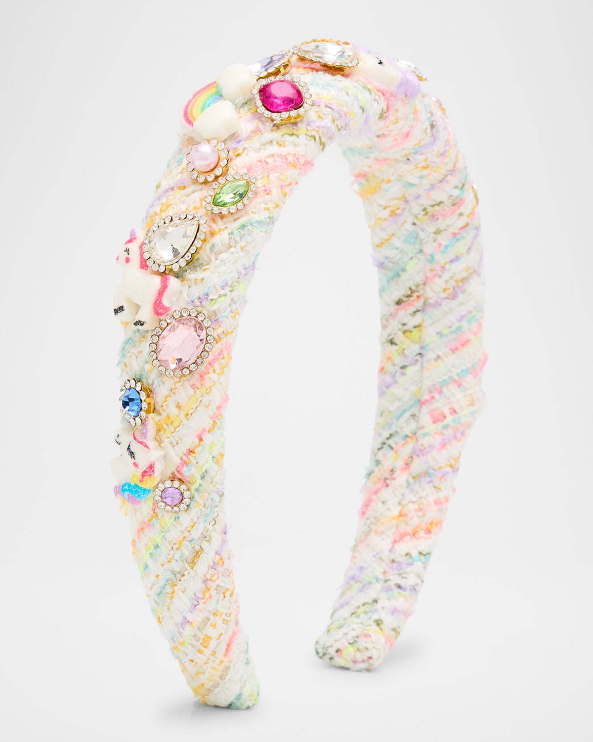 Bari Lynn Girl 's Unicorn Tweed Crystal Headband