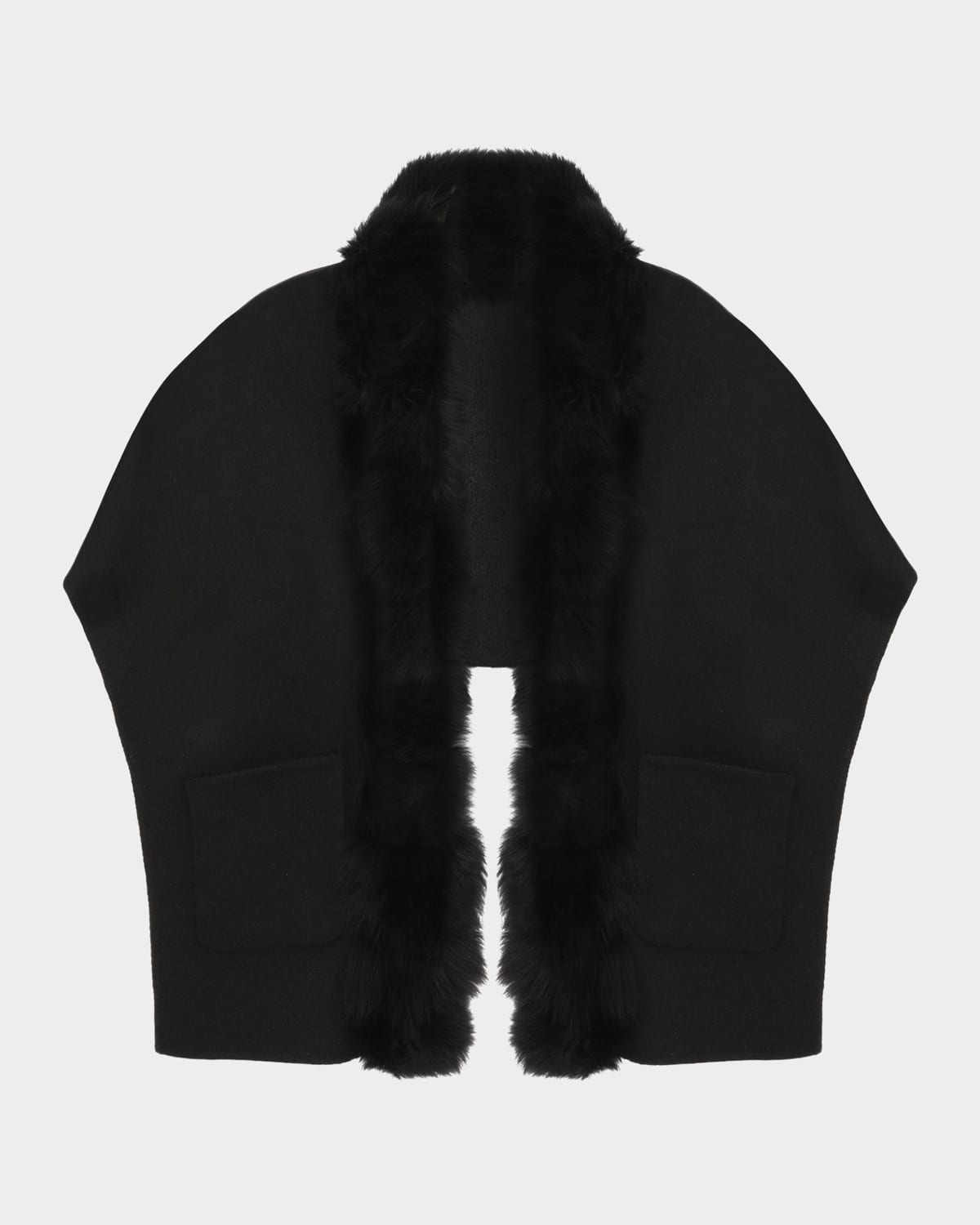 Gorski Reversible Cashmere & Wool Shawl with Merinillo Shearling Trim