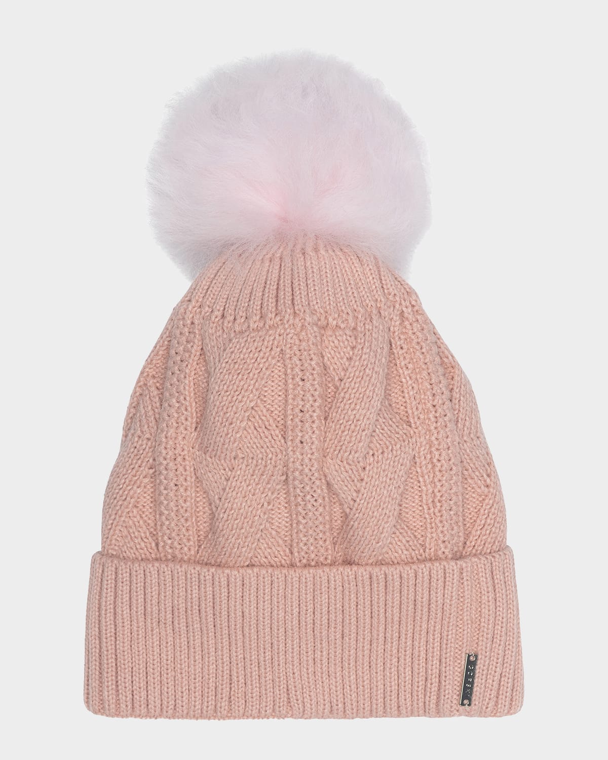 Gorski Knit Hat With Select Lamb Pom In Brown