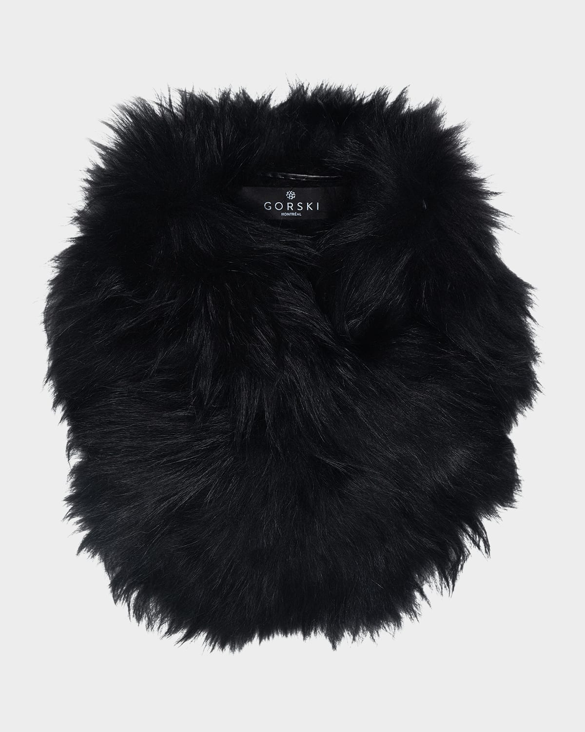 Gorski Select Lamb Shearling Pull-through Scarf In Black