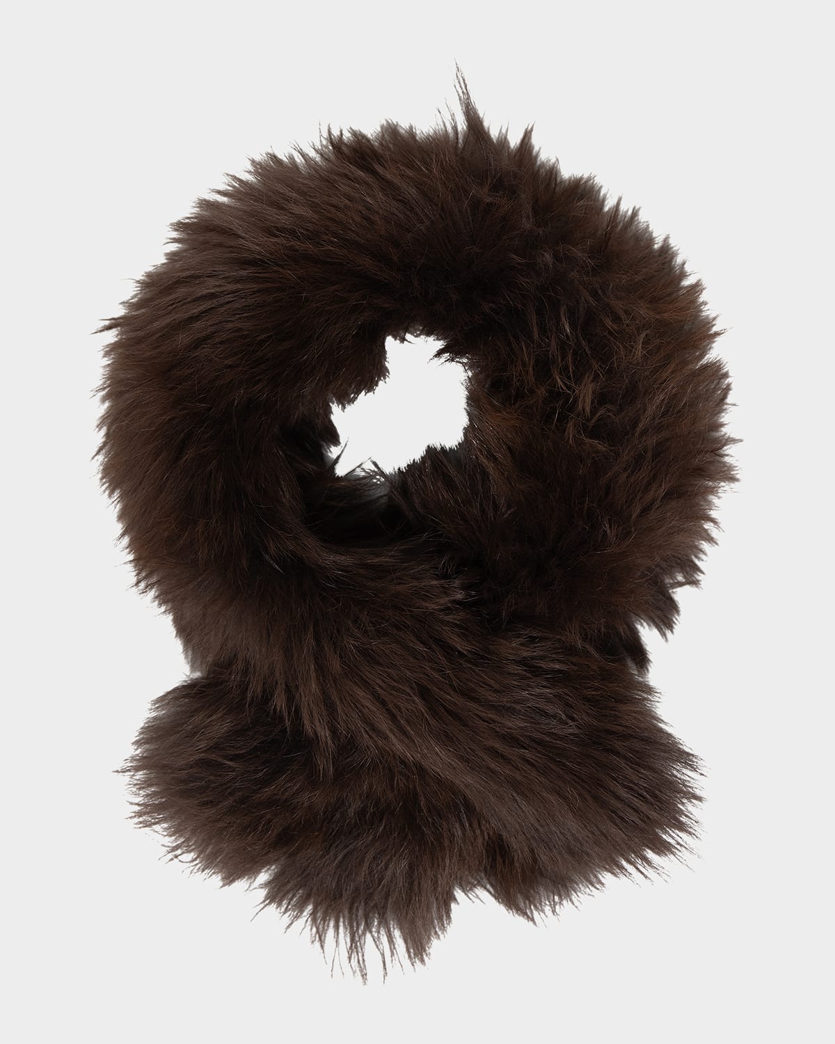 Gorski Select Lamb Shearling Pull-through Scarf In Black