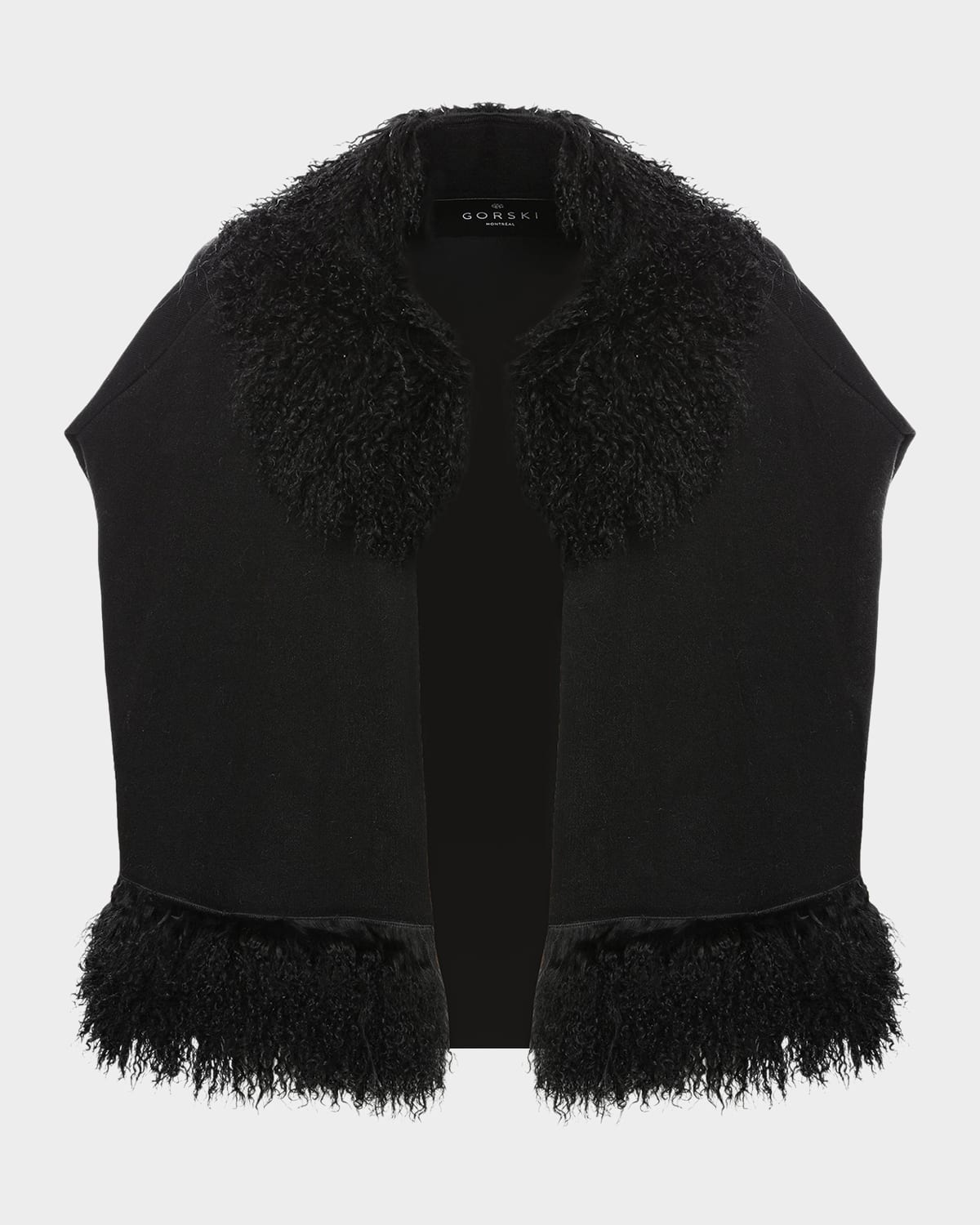 Gorski Knit Vest with Mongolian Shearling Lamb Trim