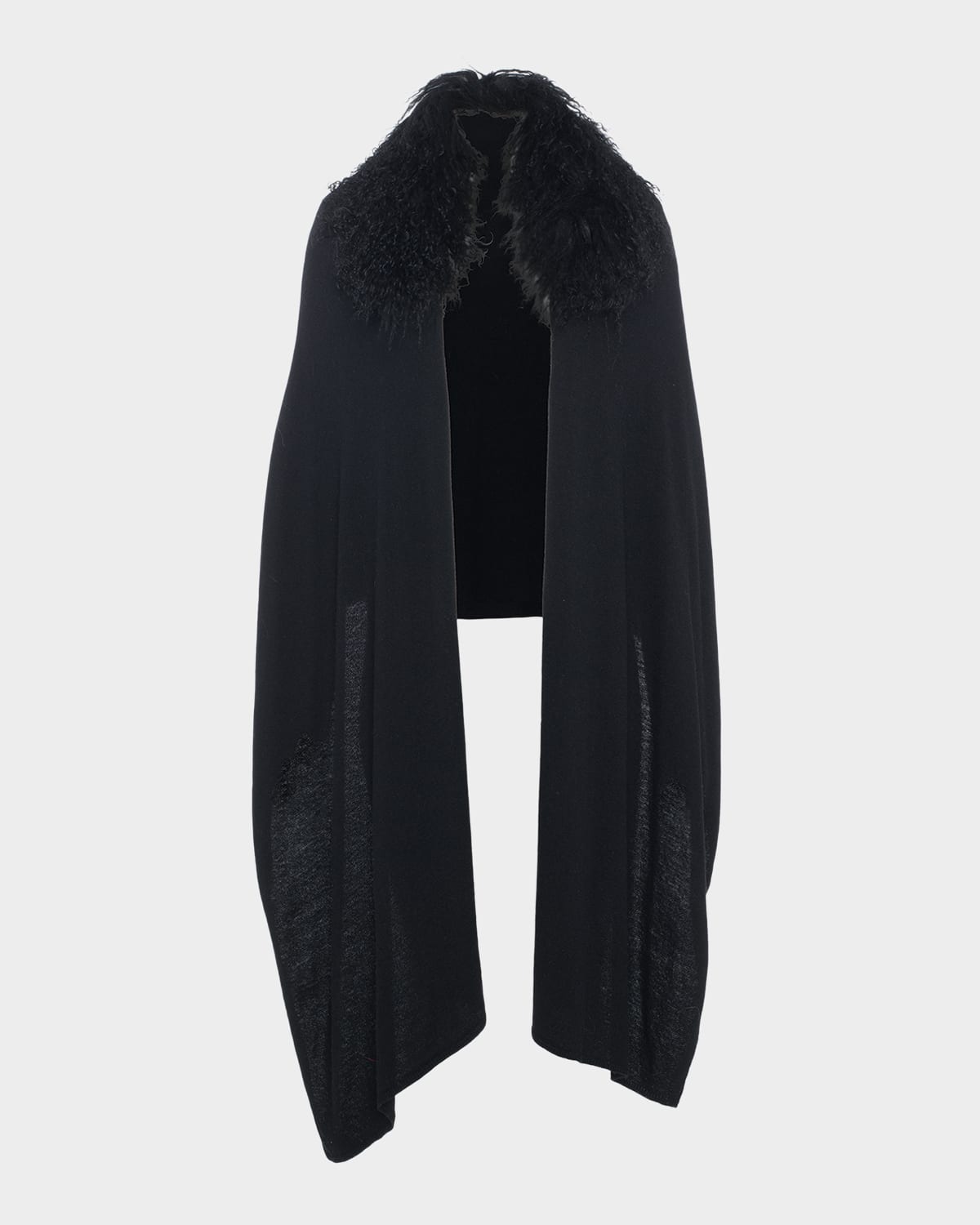 Gorski Wool-blend Stole With Select Mongolian Lamb Trim In Blue