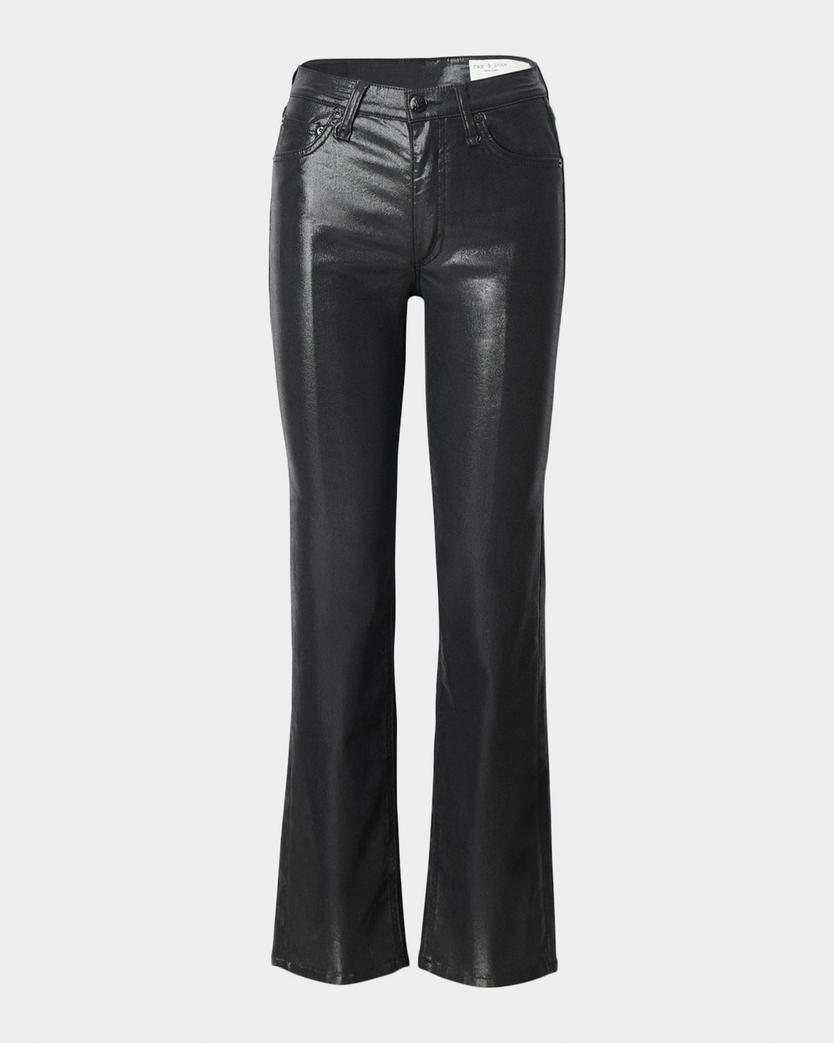 Rag & Bone Flexi Harlow Mid-rise Coated Jeans In Black