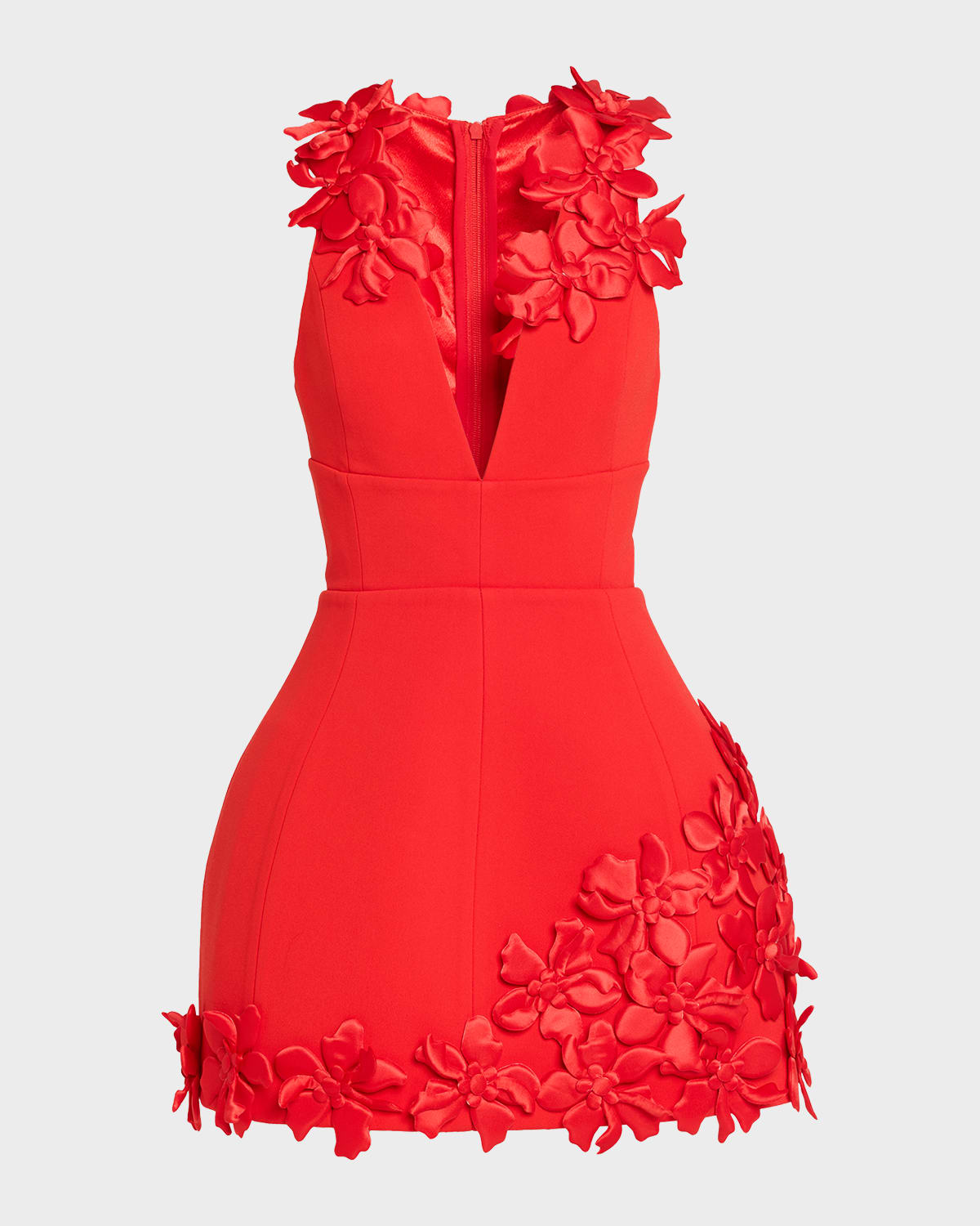 Bronx And Banco Estelle Floral Appliqué Fit & Flare Mini Dress In Red