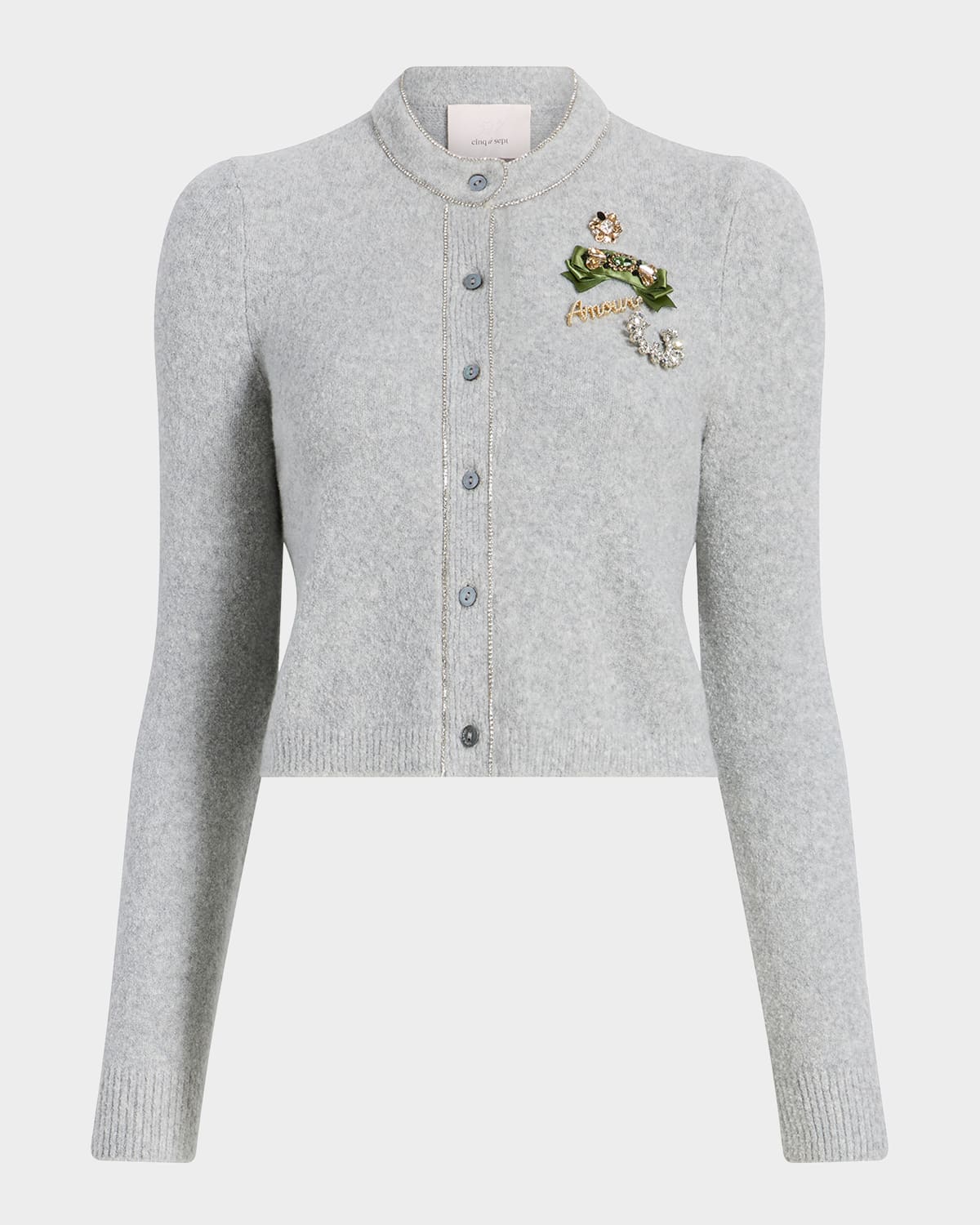 Cinq À Sept Cinq A Sept Allura Embellished Cardigan In Gray