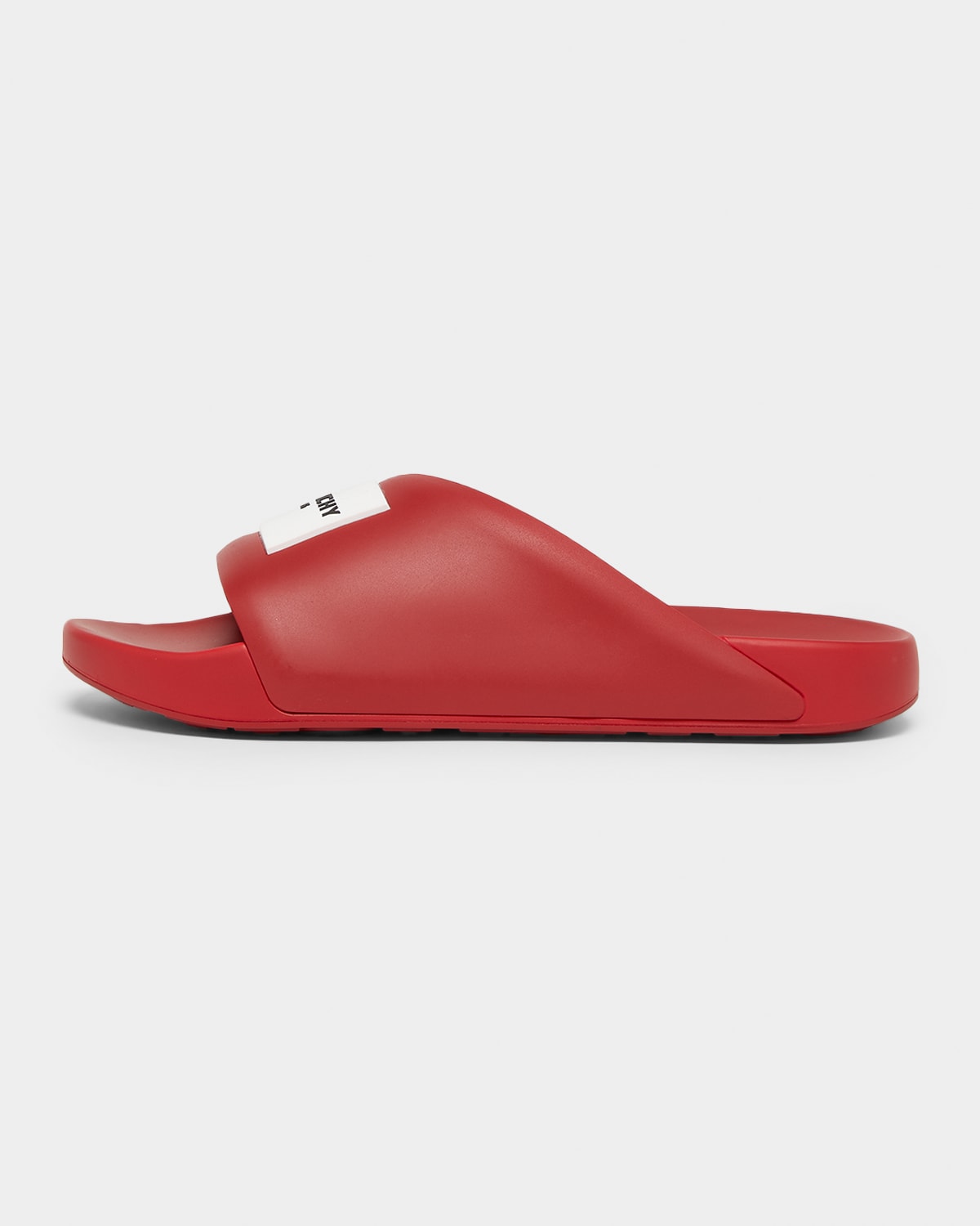 Givenchy Men's Label Slide Flat Rubber Sandals In Black