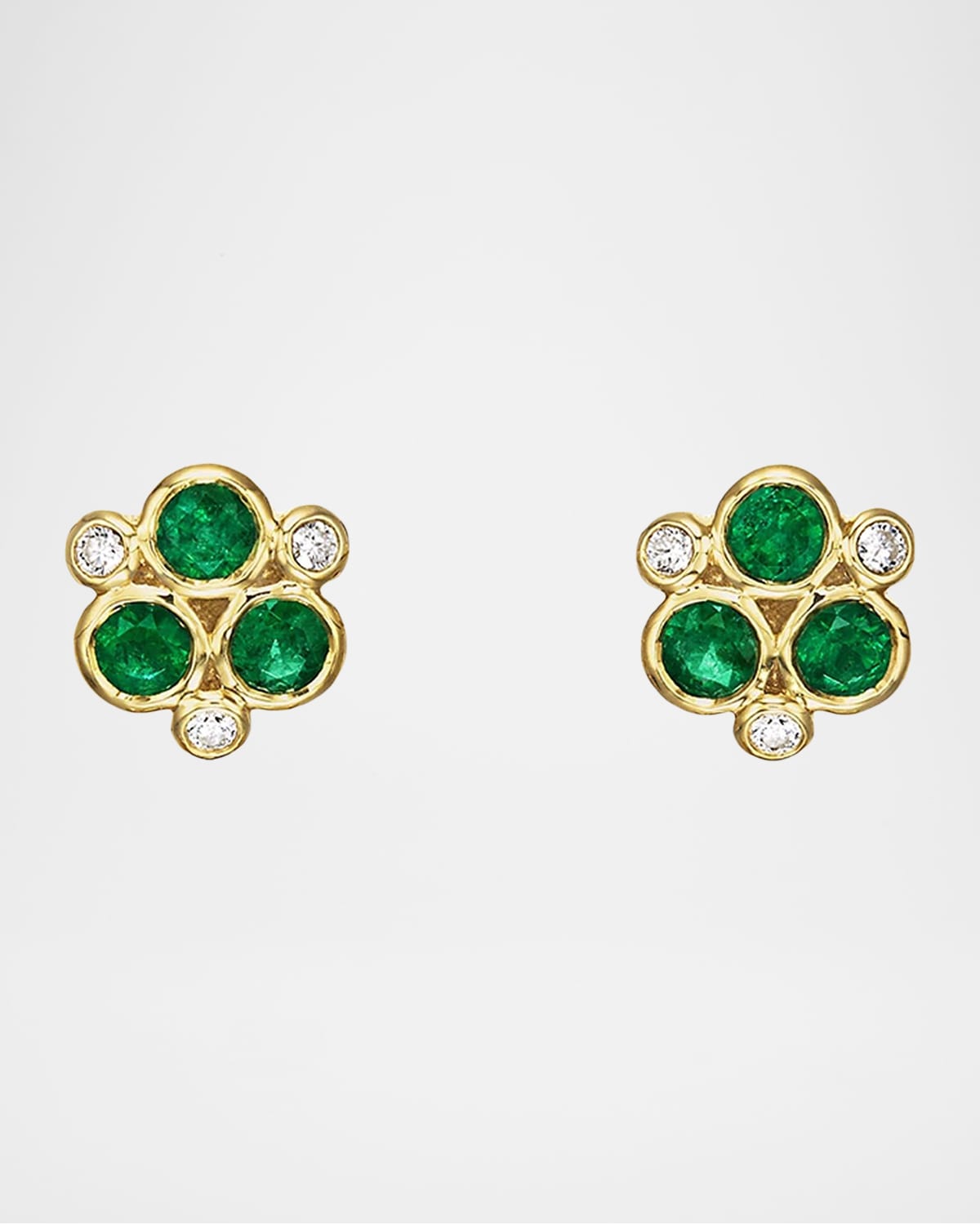 Temple St. Clair Classic Color Emerald, Diamond & 18K Yellow Gold Trio Earrings