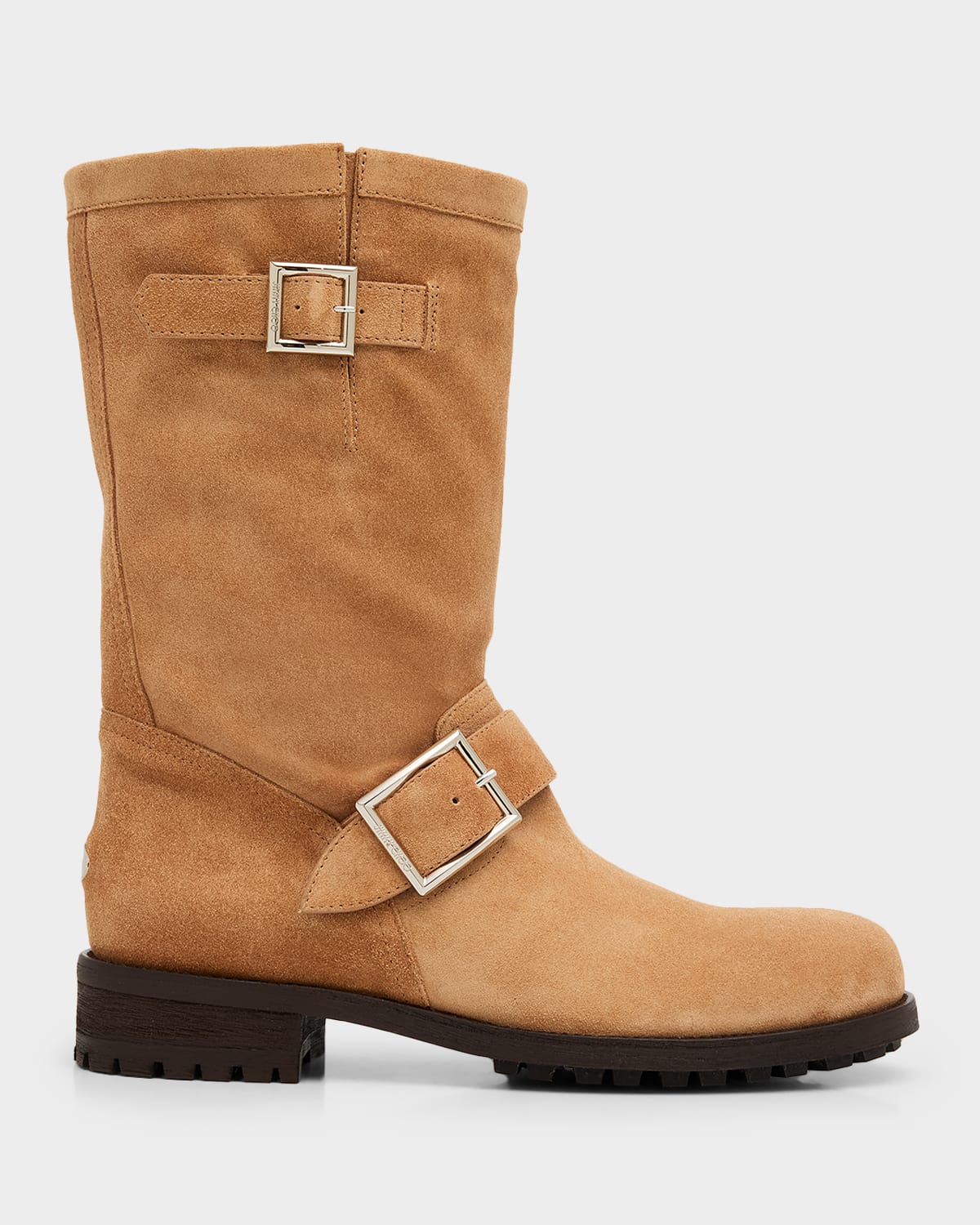 Jimmy Choo Suede Biker Boots In Brown