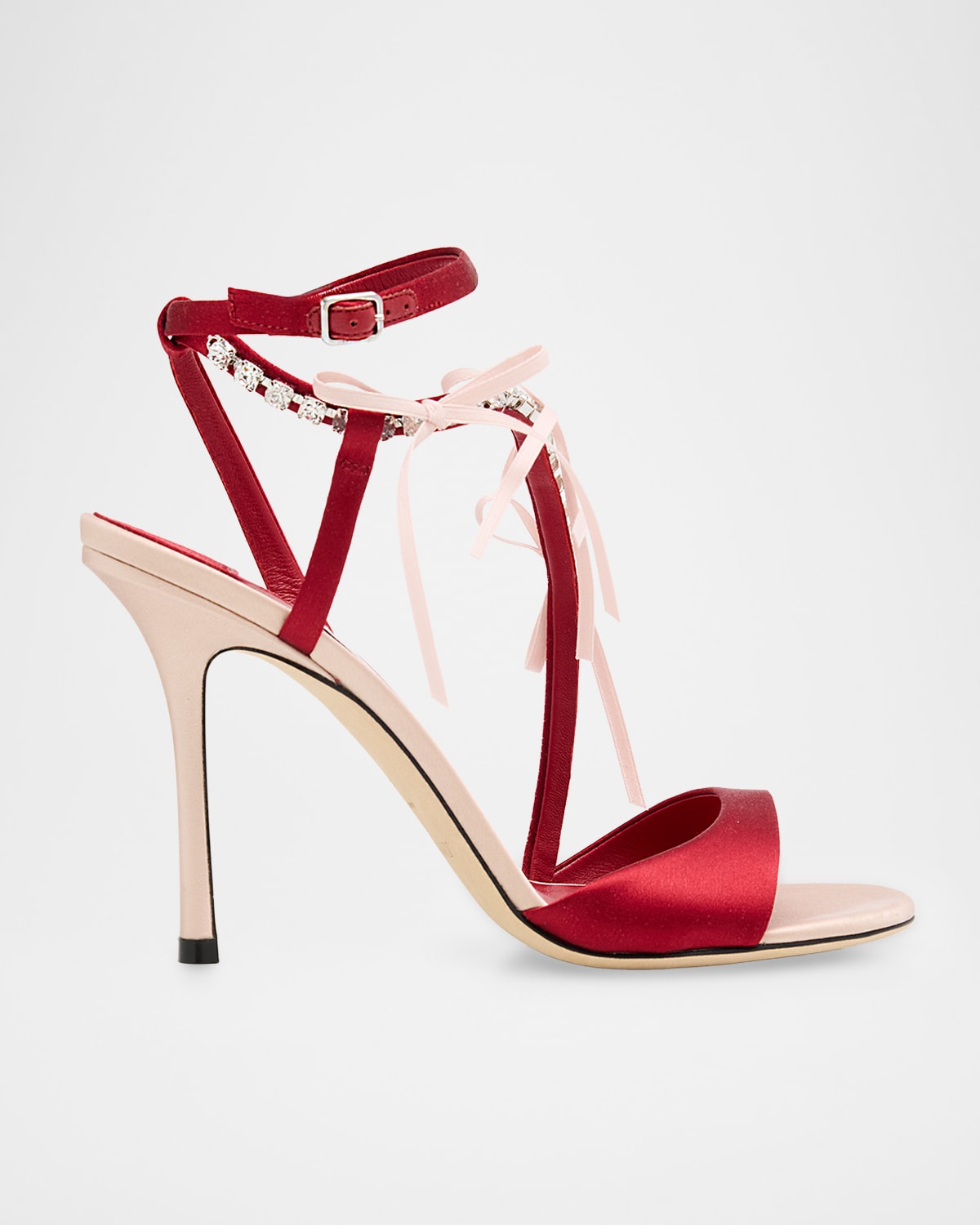Jimmy Choo 100 Mm Crystal-embellishment Sandals In Red