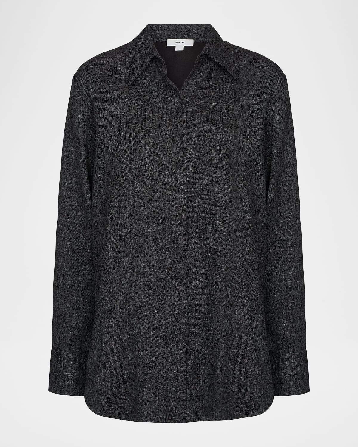Vince Relaxed-fit Long-sleeve Jaspe Shirt In Black